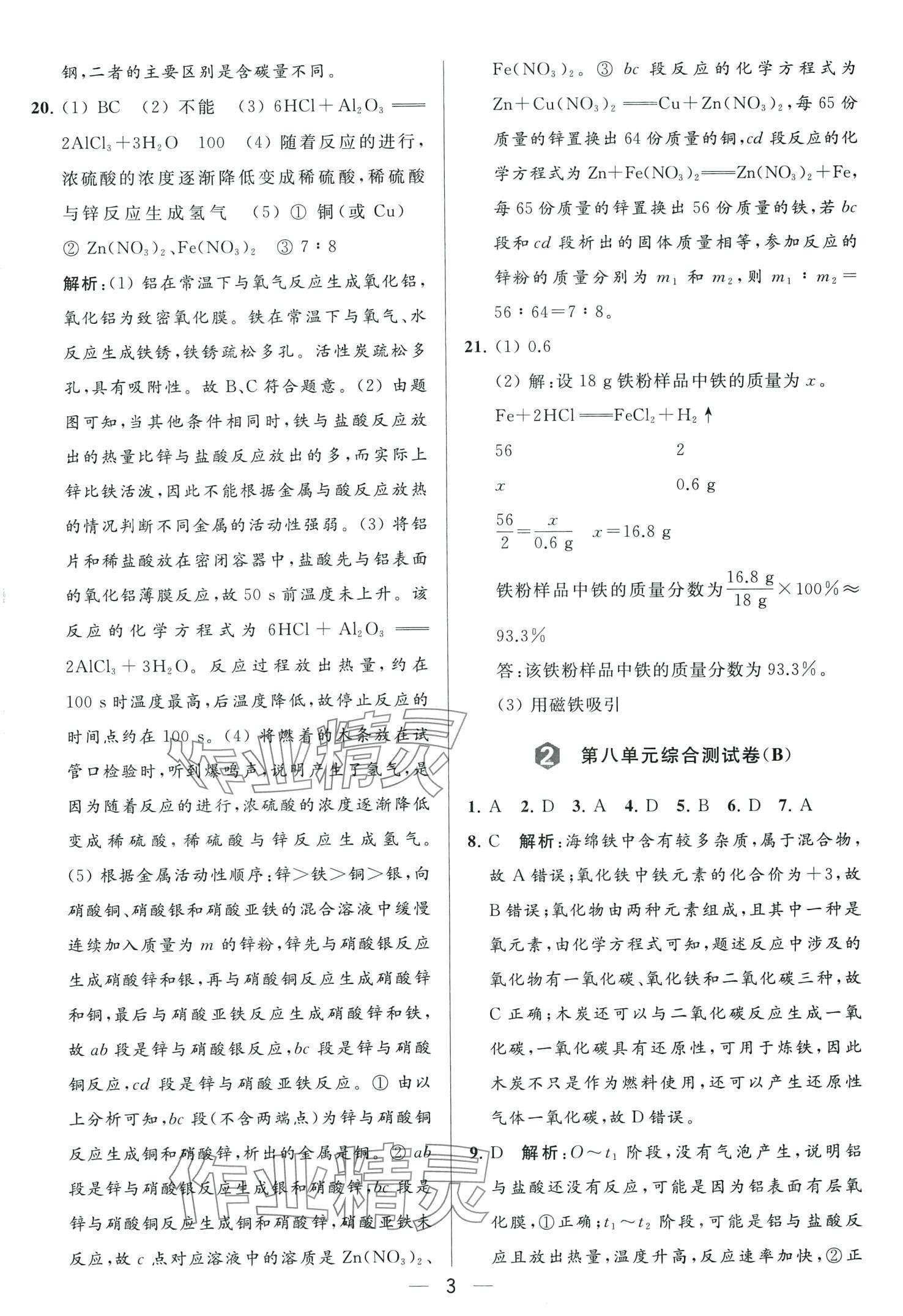 2024年亮點給力大試卷九年級化學下冊人教版 第3頁