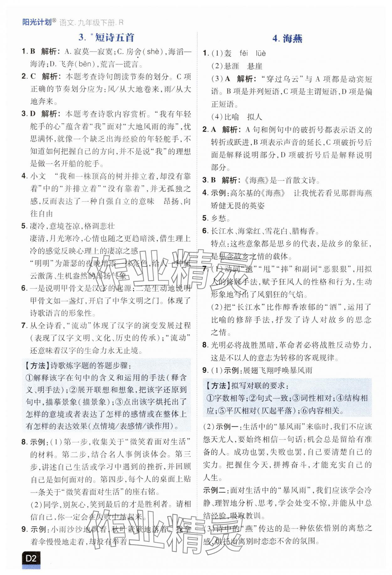 2025年阳光计划优等生进阶特训九年级语文下册人教版 第2页