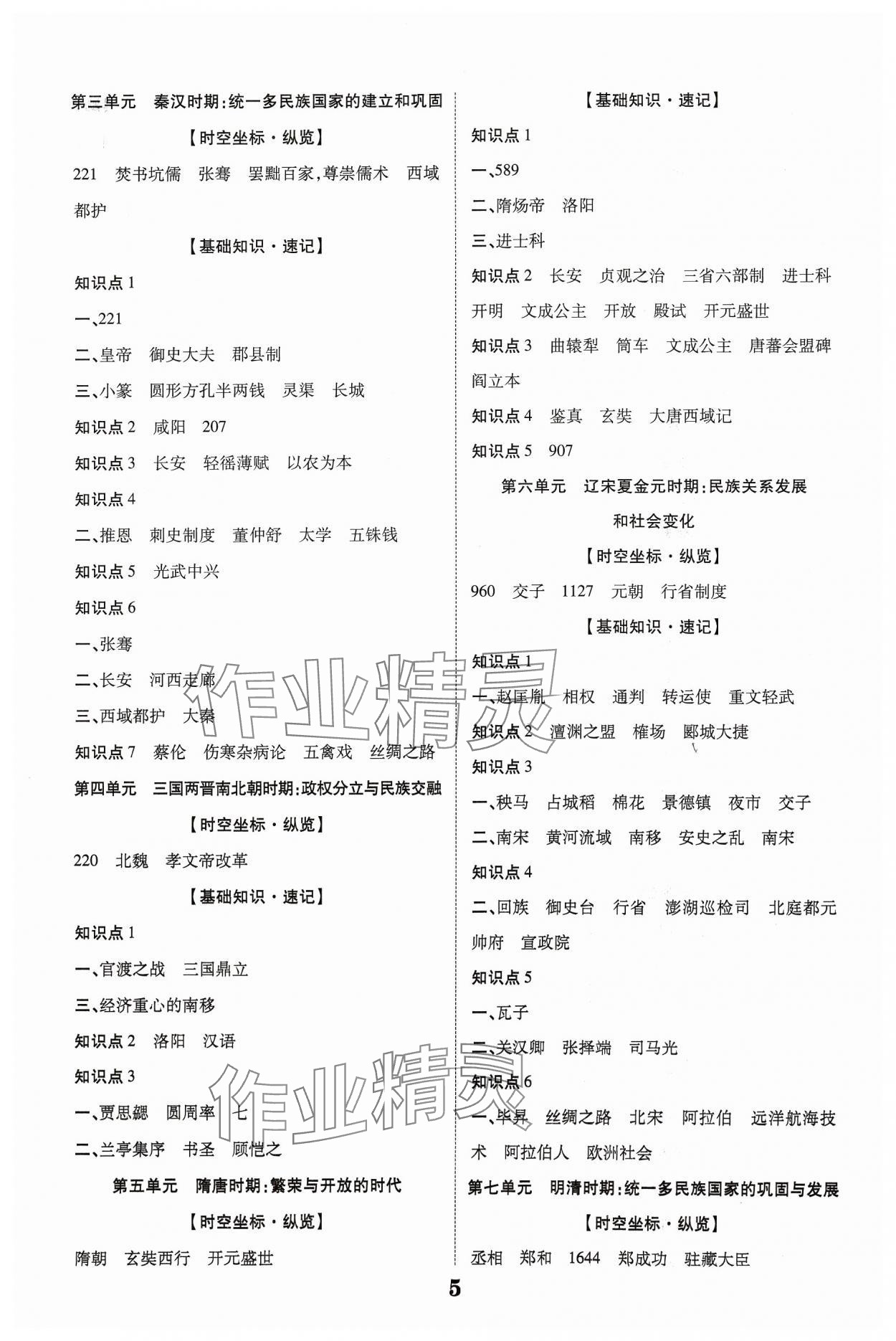 2024年中考新突破歷史人教版陜西專版 參考答案第5頁(yè)