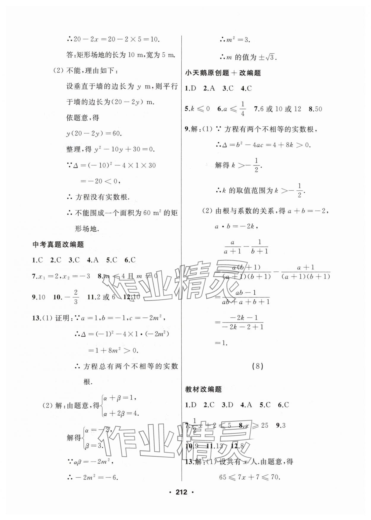 2024年总复习测试中考数学 参考答案第8页