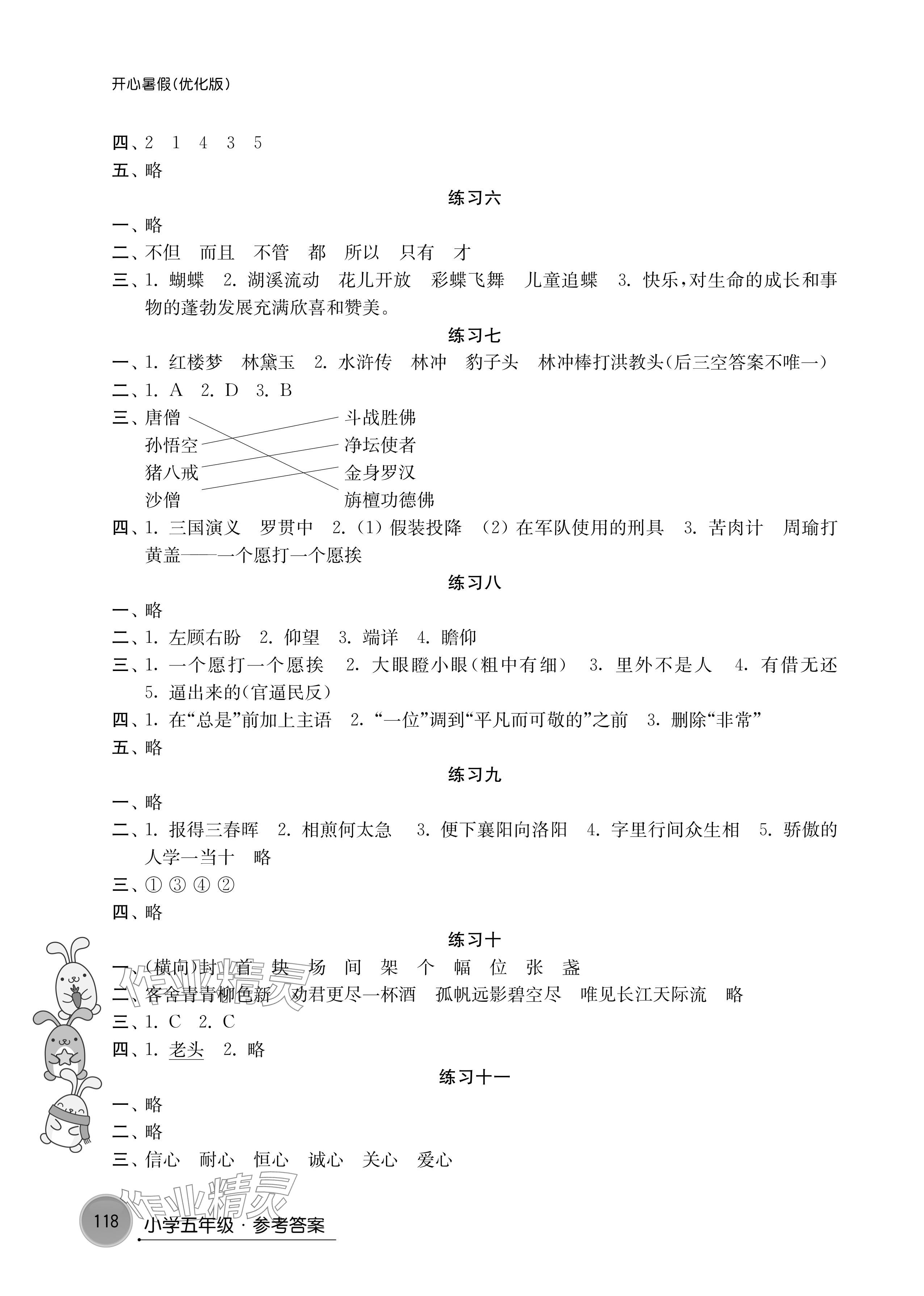 2024年开心暑假小学五年级优化版译林出版社 参考答案第2页