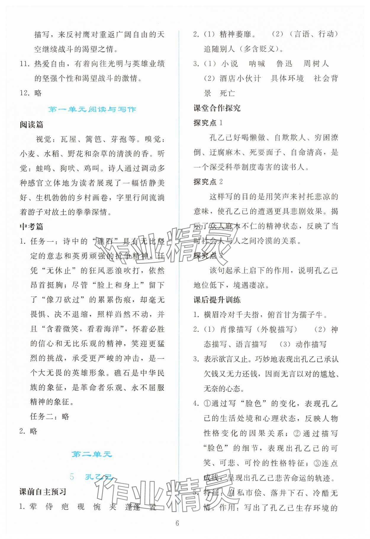 2025年同步輕松練習九年級語文下冊人教版 參考答案第5頁