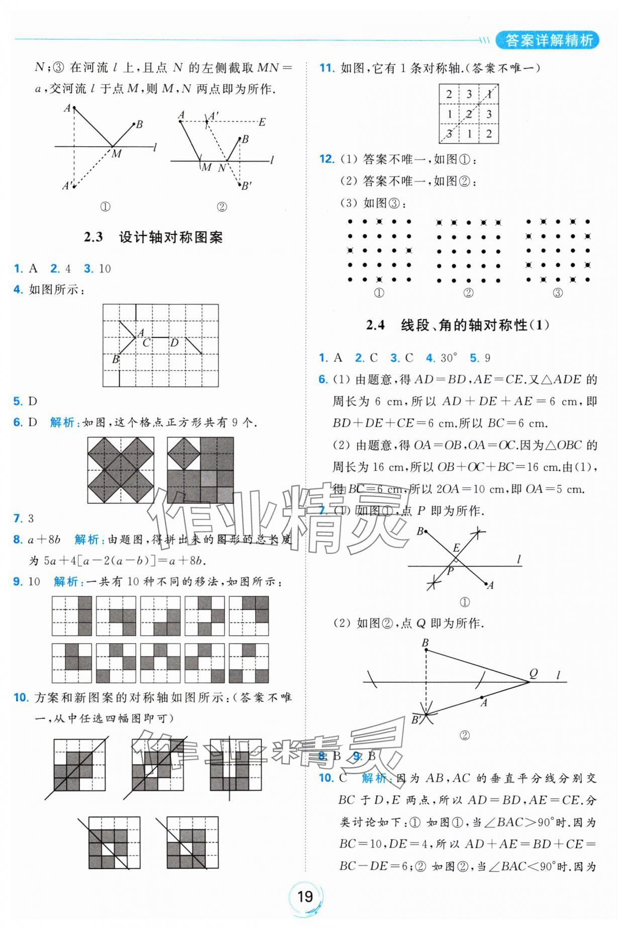 2023年亮點給力全優(yōu)練霸八年級數(shù)學上冊蘇科版 參考答案第19頁