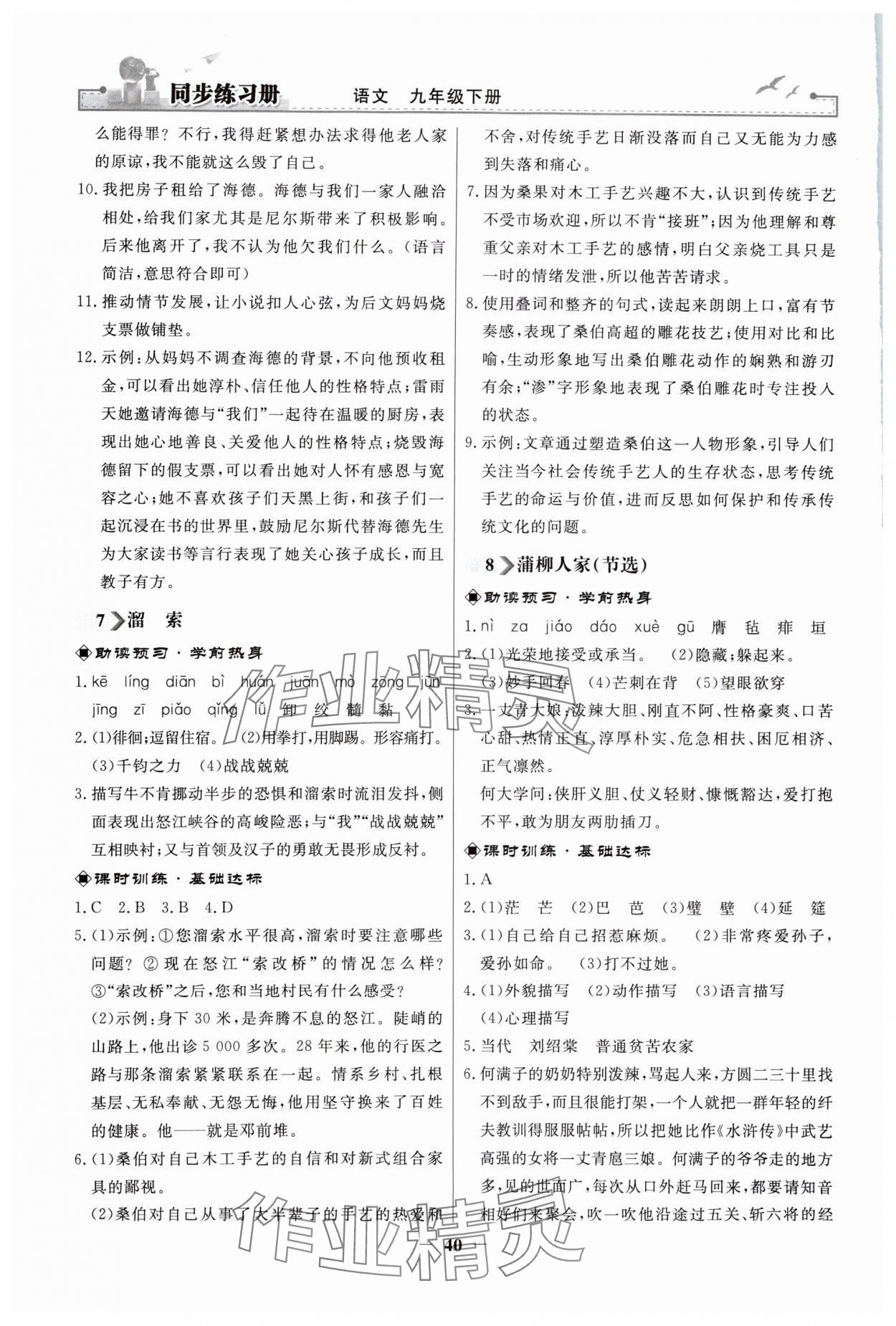 2024年同步练习册人民教育出版社九年级语文下册人教版江苏专版 第4页