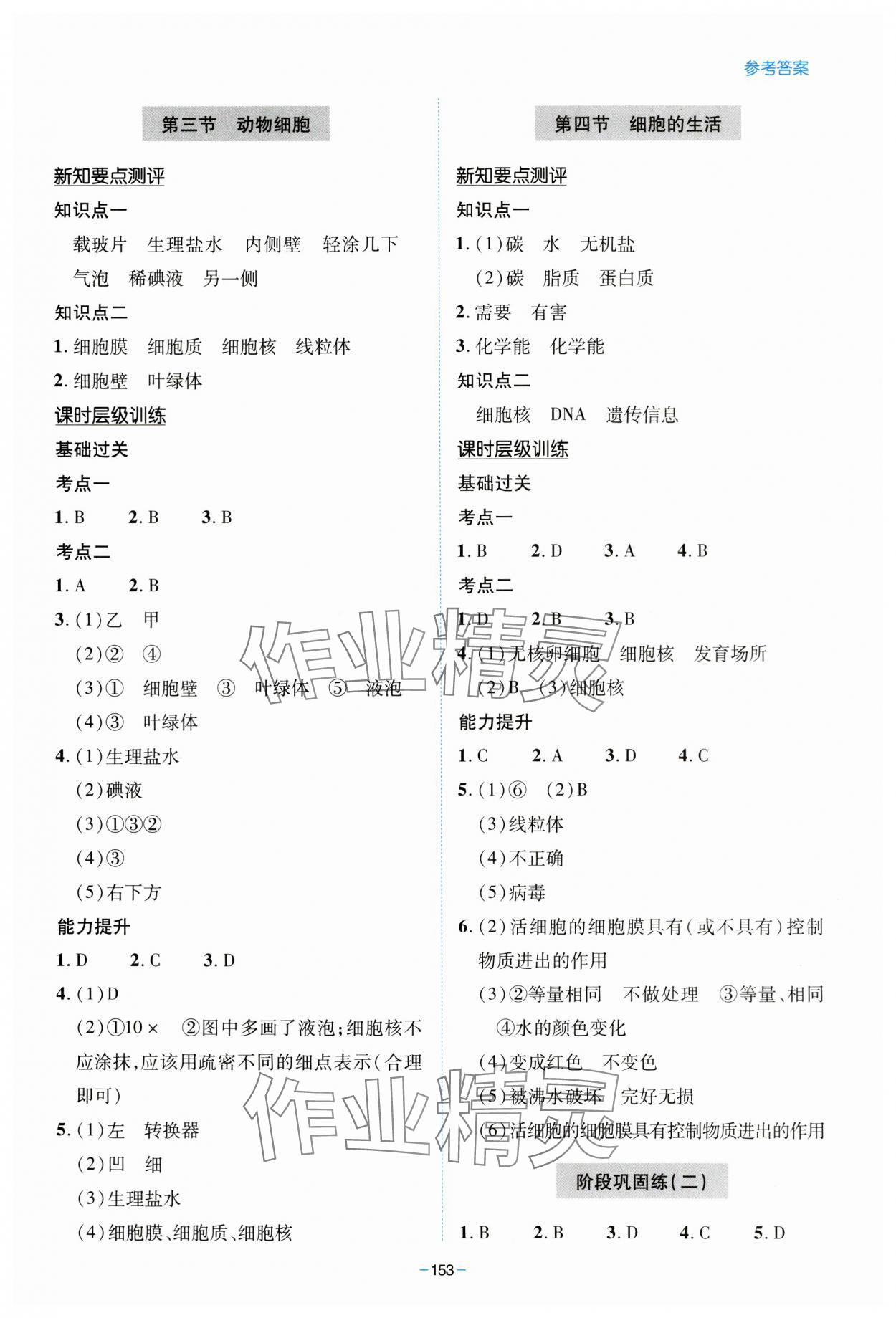 2023年新課堂學(xué)習(xí)與探究七年級(jí)生物上冊(cè)人教版 參考答案第5頁(yè)