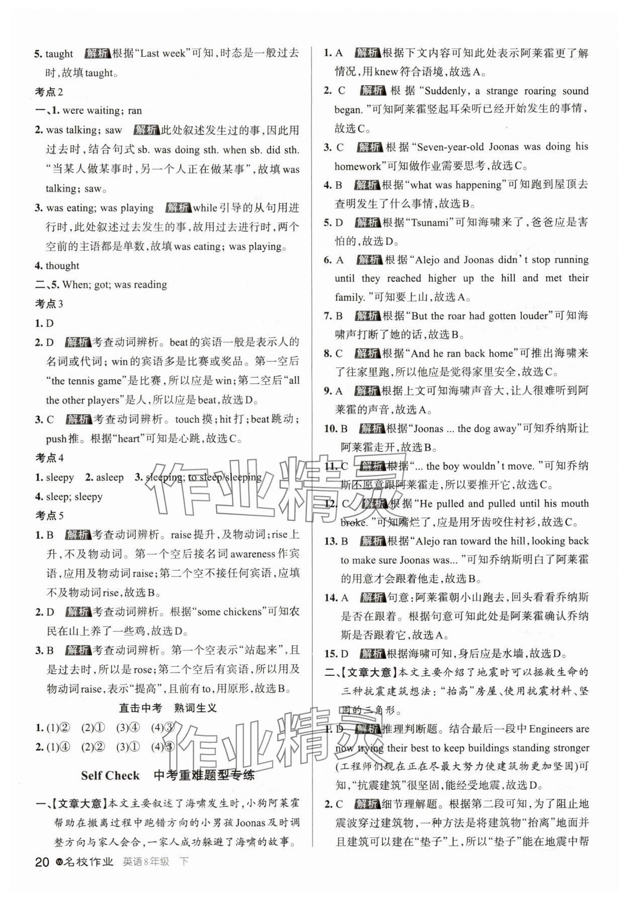 2024年名校作業(yè)八年級(jí)英語(yǔ)下冊(cè)人教版湖北專版 參考答案第20頁(yè)