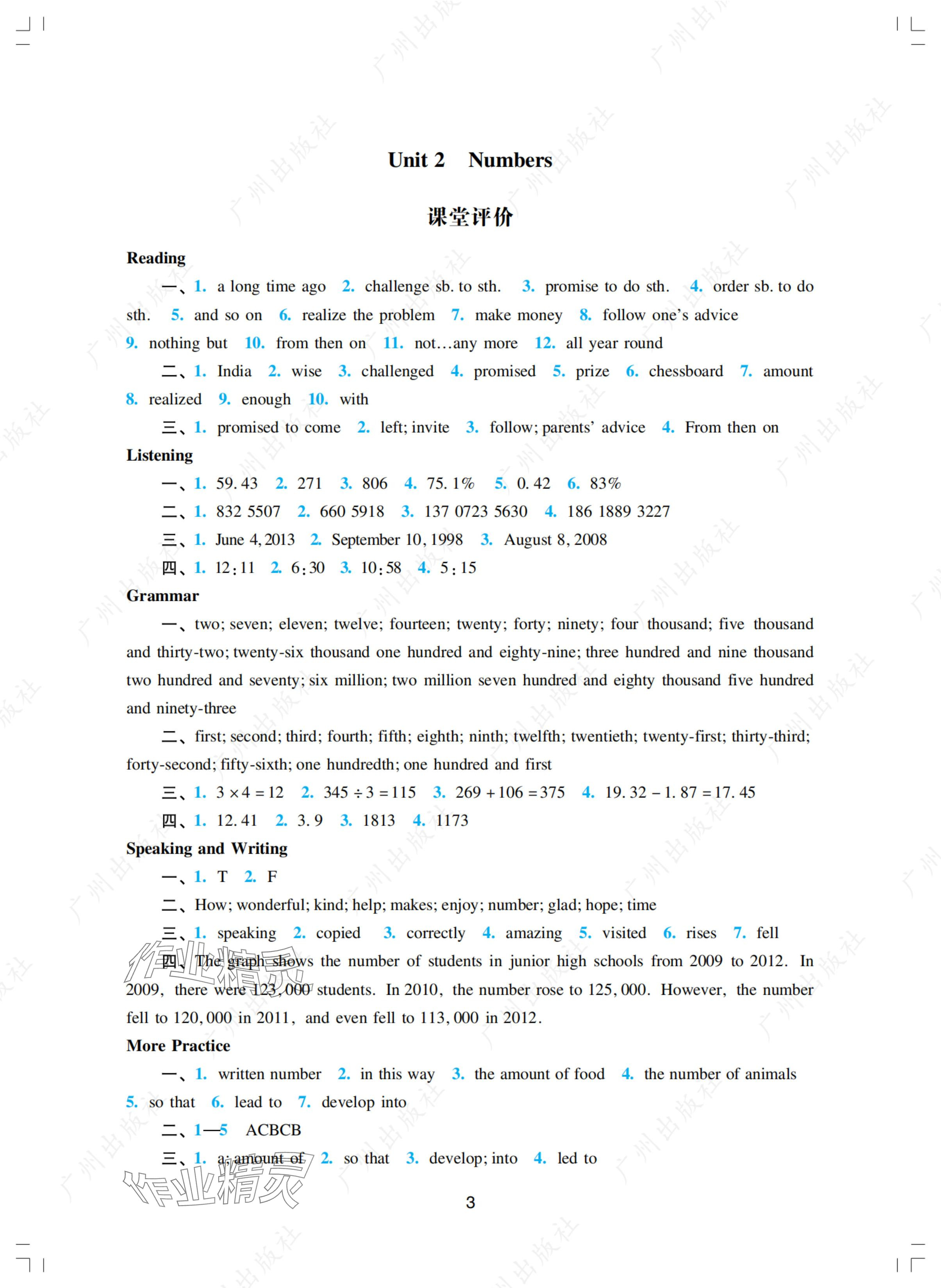 2024年陽(yáng)光學(xué)業(yè)評(píng)價(jià)八年級(jí)英語(yǔ)上冊(cè)滬教版 參考答案第3頁(yè)