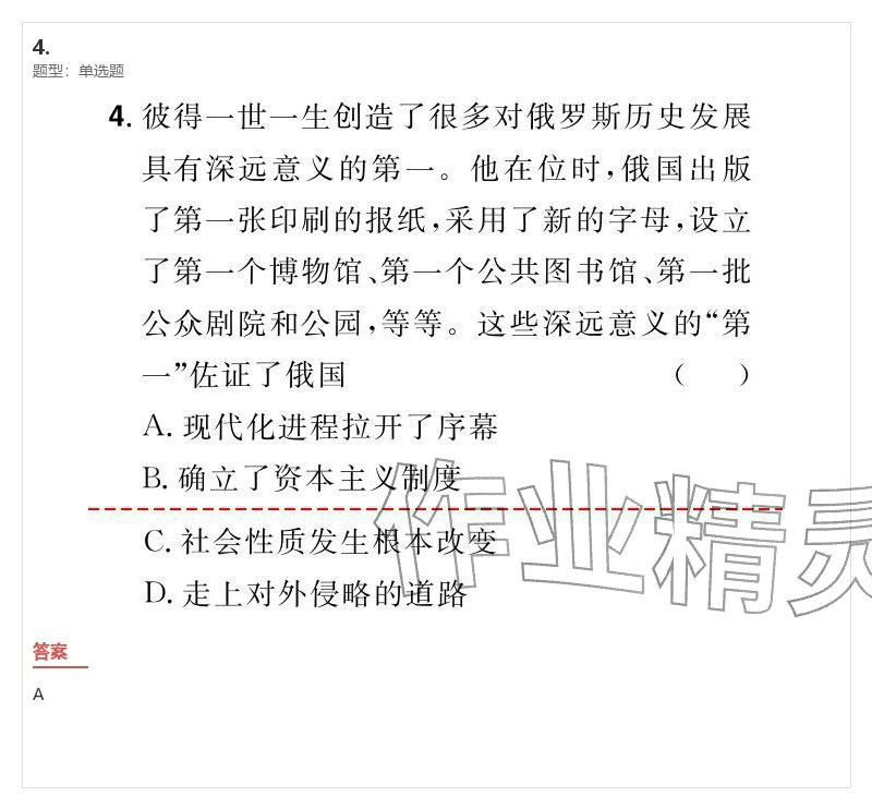 2026年優(yōu)質(zhì)課堂導(dǎo)學(xué)案九年級歷史下冊人教版&nbsp;參考答案第51頁