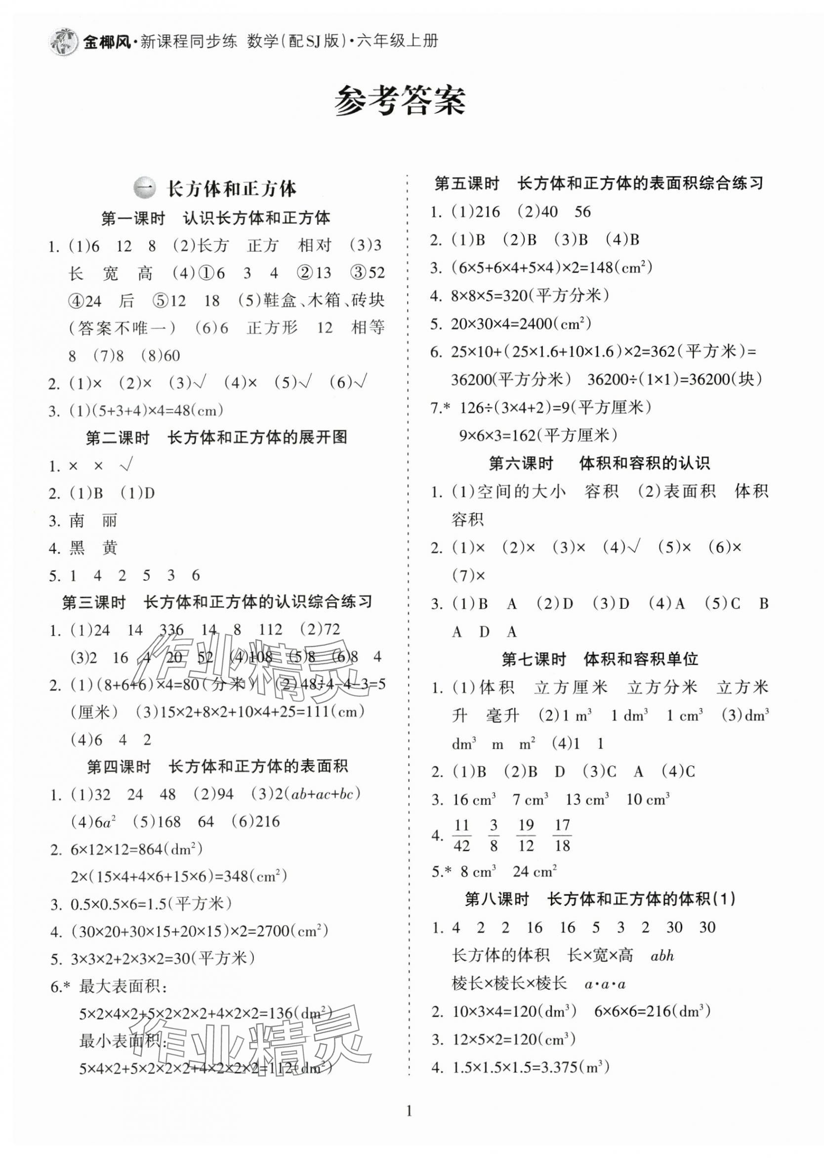 2024年金椰風(fēng)新課程同步練六年級(jí)數(shù)學(xué)上冊(cè)蘇教版 第1頁(yè)