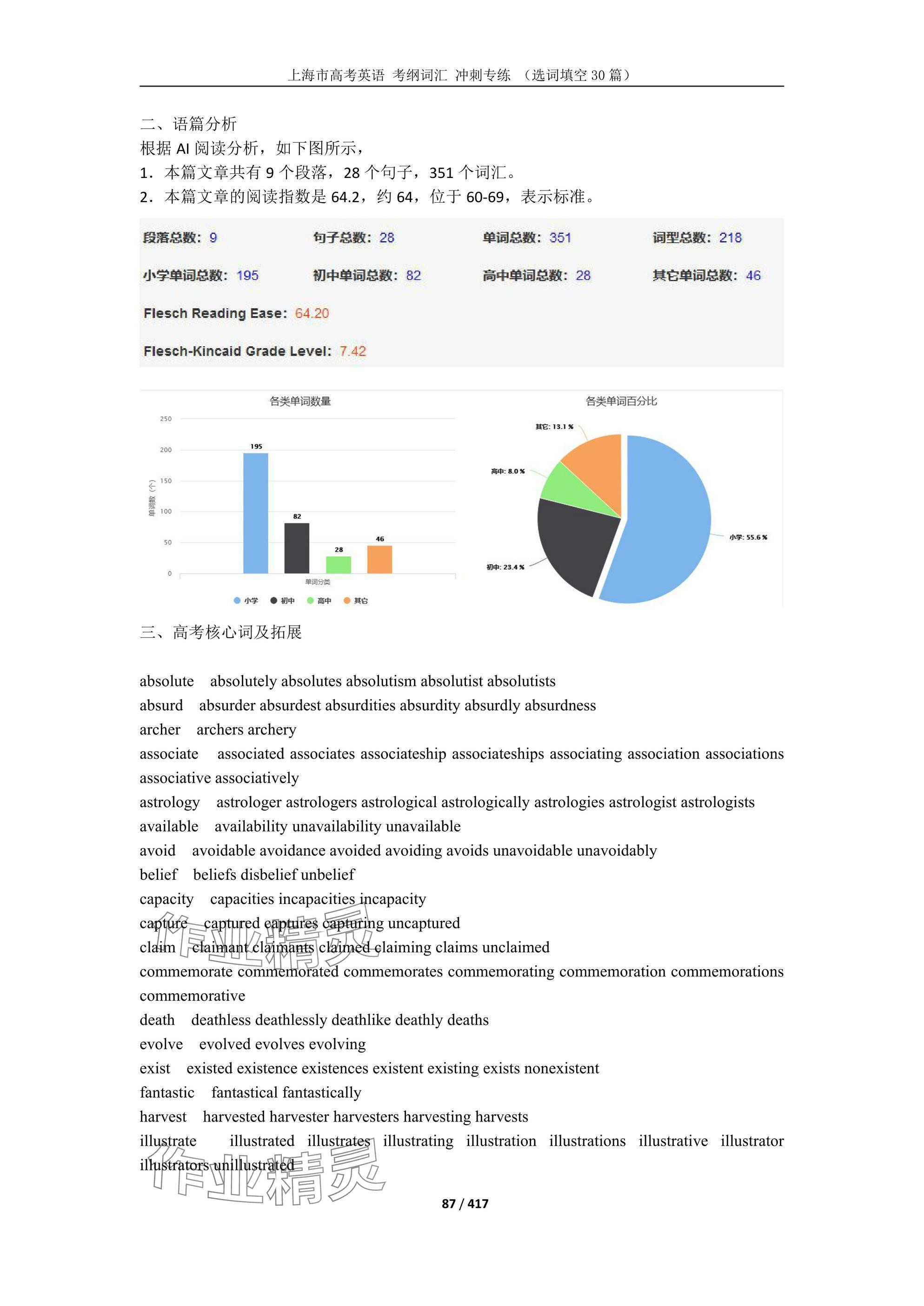 2025年上海市高考英語考綱詞匯練習冊 參考答案第158頁