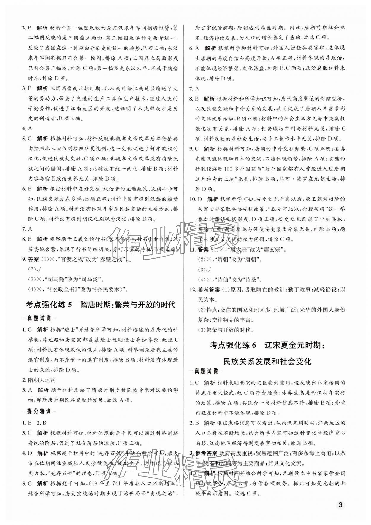 2024年畢業(yè)綜合練習冊歷史中考 第3頁