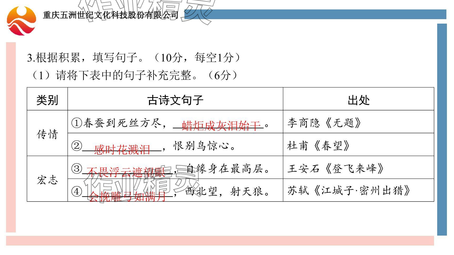 2024年學(xué)習(xí)指要綜合本九年級語文 參考答案第9頁