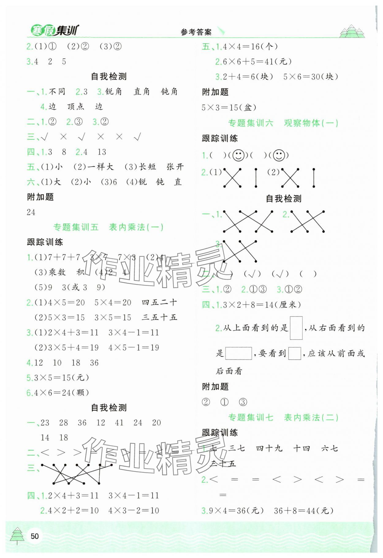 2025年寒假集训二年级数学人教版合肥工业大学出版社 第2页