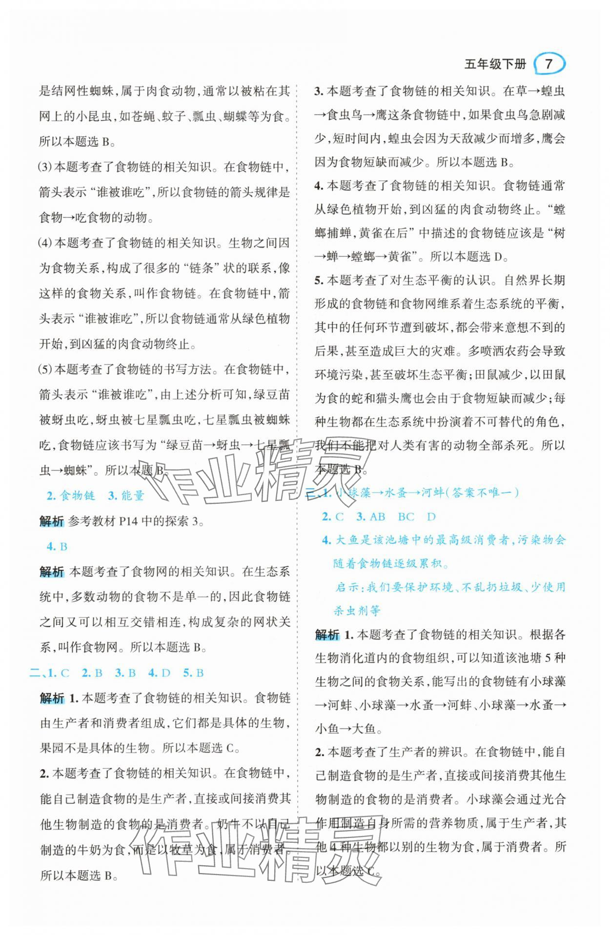 2025年名師面對面先學后練五年級科學下冊教科版 參考答案第11頁