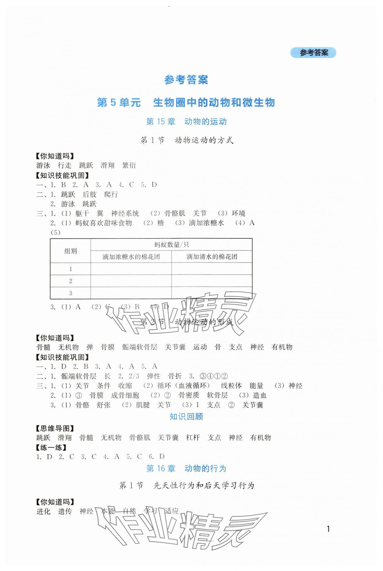 2023年新课程实践与探究丛书八年级生物上册北师大版 第1页