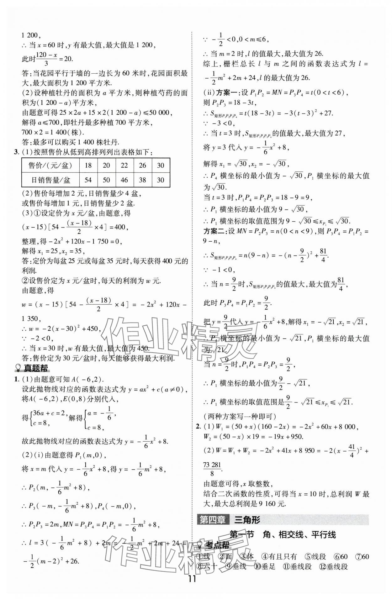 2024年中考帮数学安徽专版&nbsp;参考答案第10页