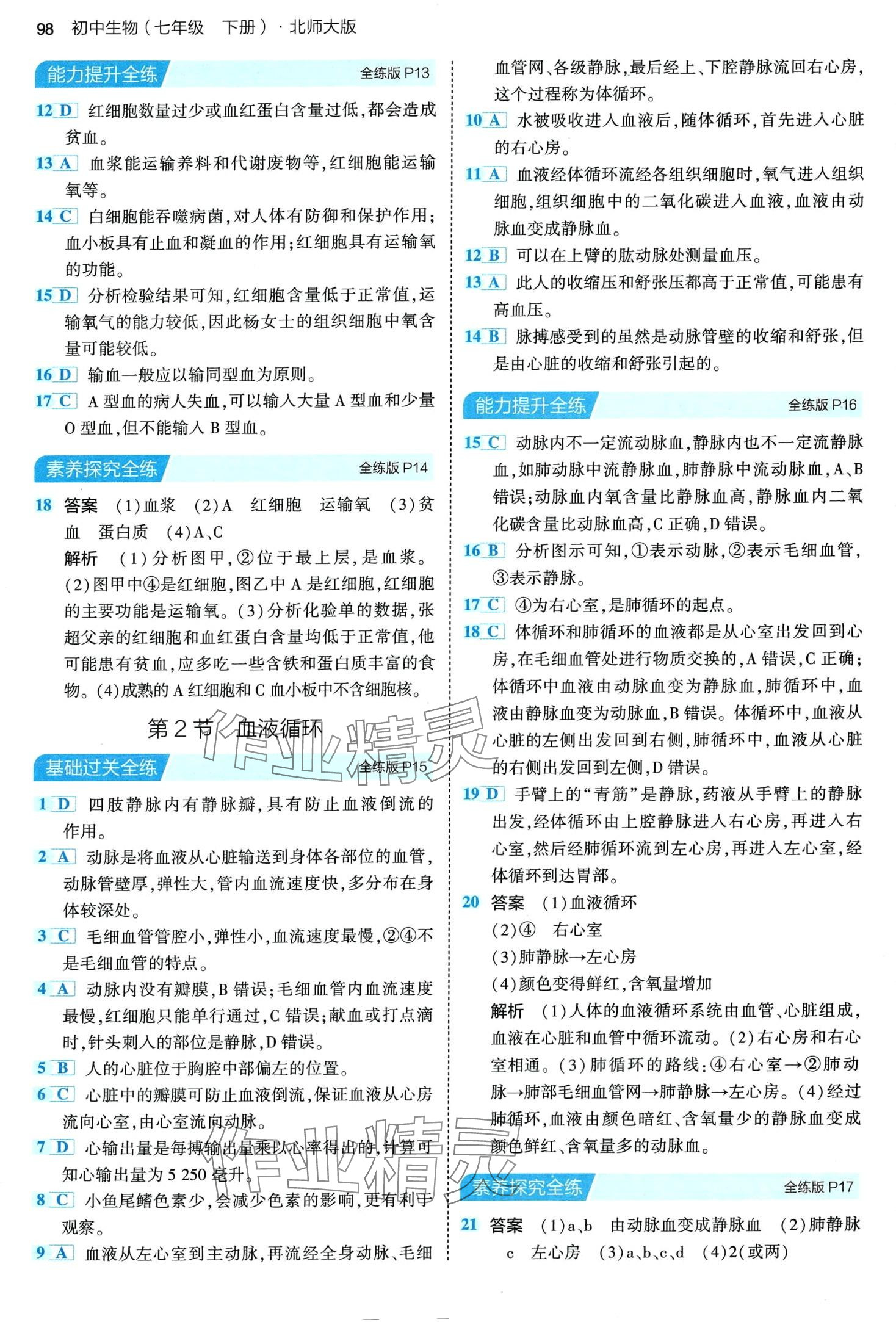 2024年5年中考3年模拟七年级生物下册北师大版 第4页