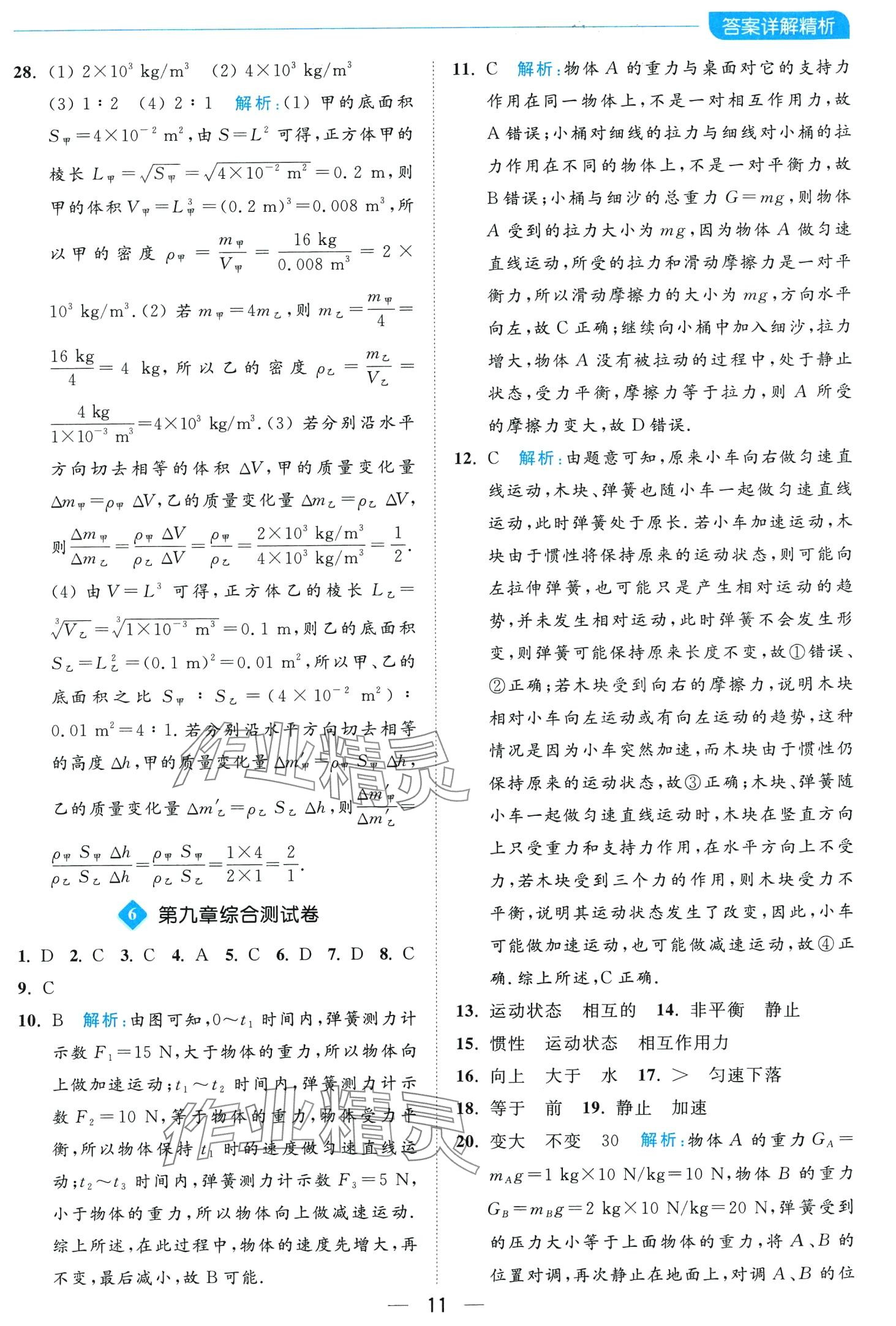 2024年亮點(diǎn)給力全優(yōu)卷霸八年級(jí)物理下冊(cè)蘇科版 第11頁(yè)