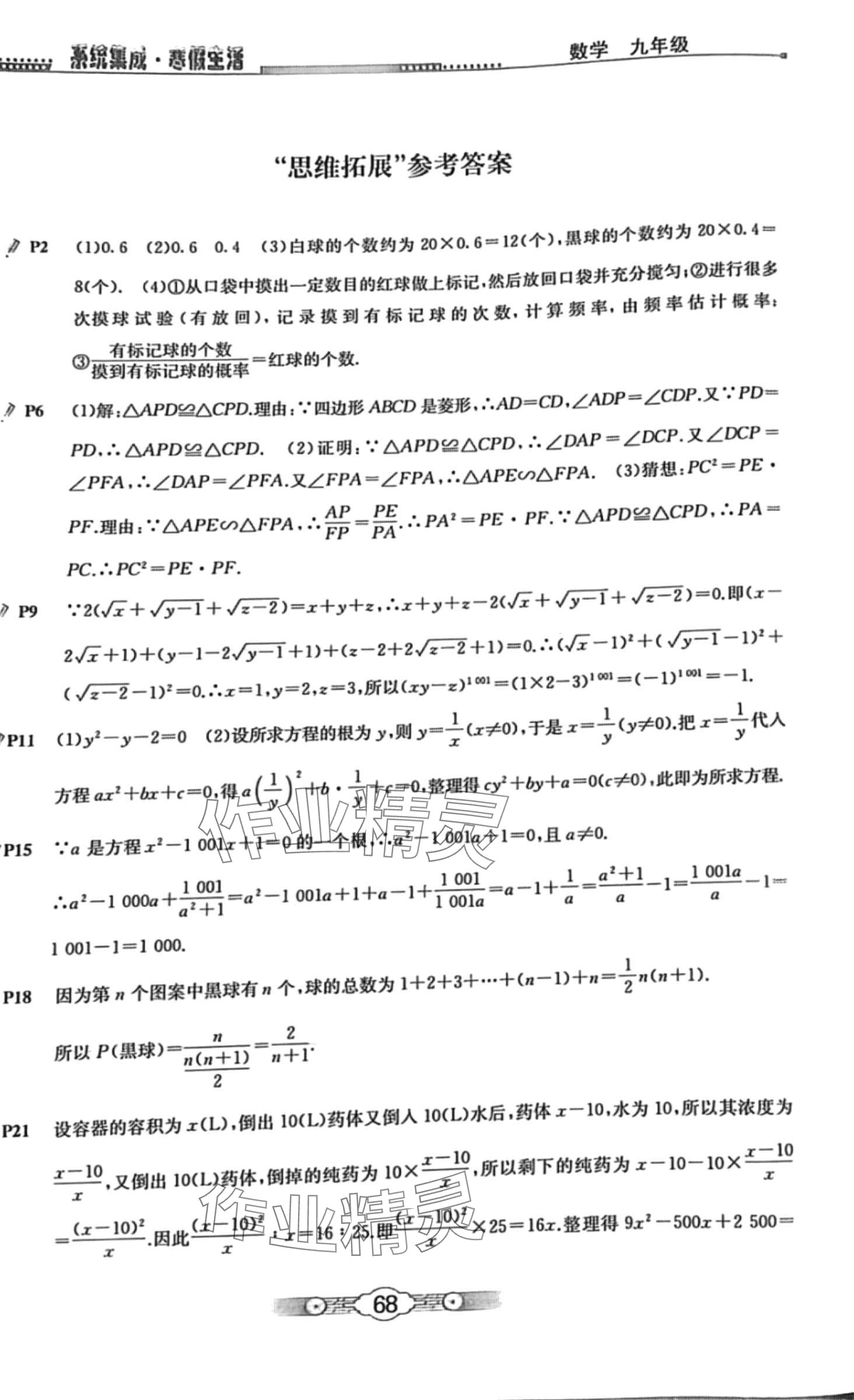 2024年寒假生活北京師范大學(xué)出版社九年級(jí)數(shù)學(xué) 第1頁(yè)