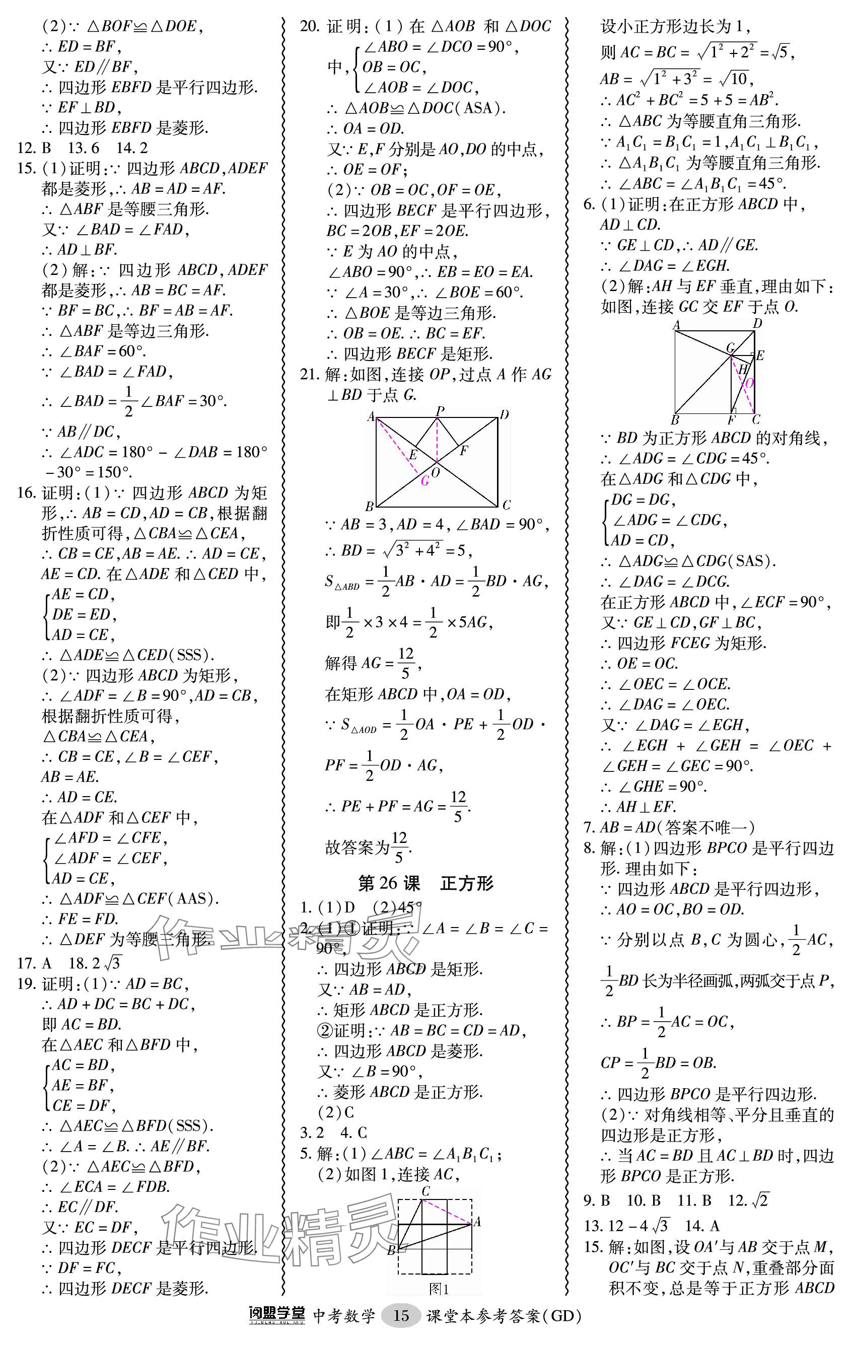 2024年零障礙中考數(shù)學(xué)廣東專版 參考答案第15頁