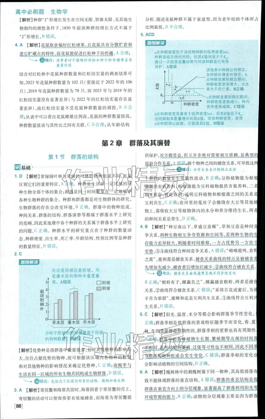 2025年高中必刷題高中生物選擇性必修第二冊人教版 參考答案第12頁