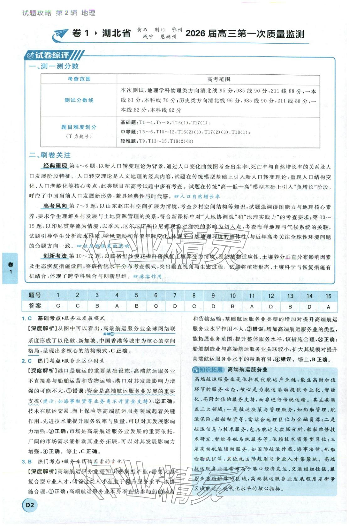 2026年理想树试题攻略高中地理 第1页