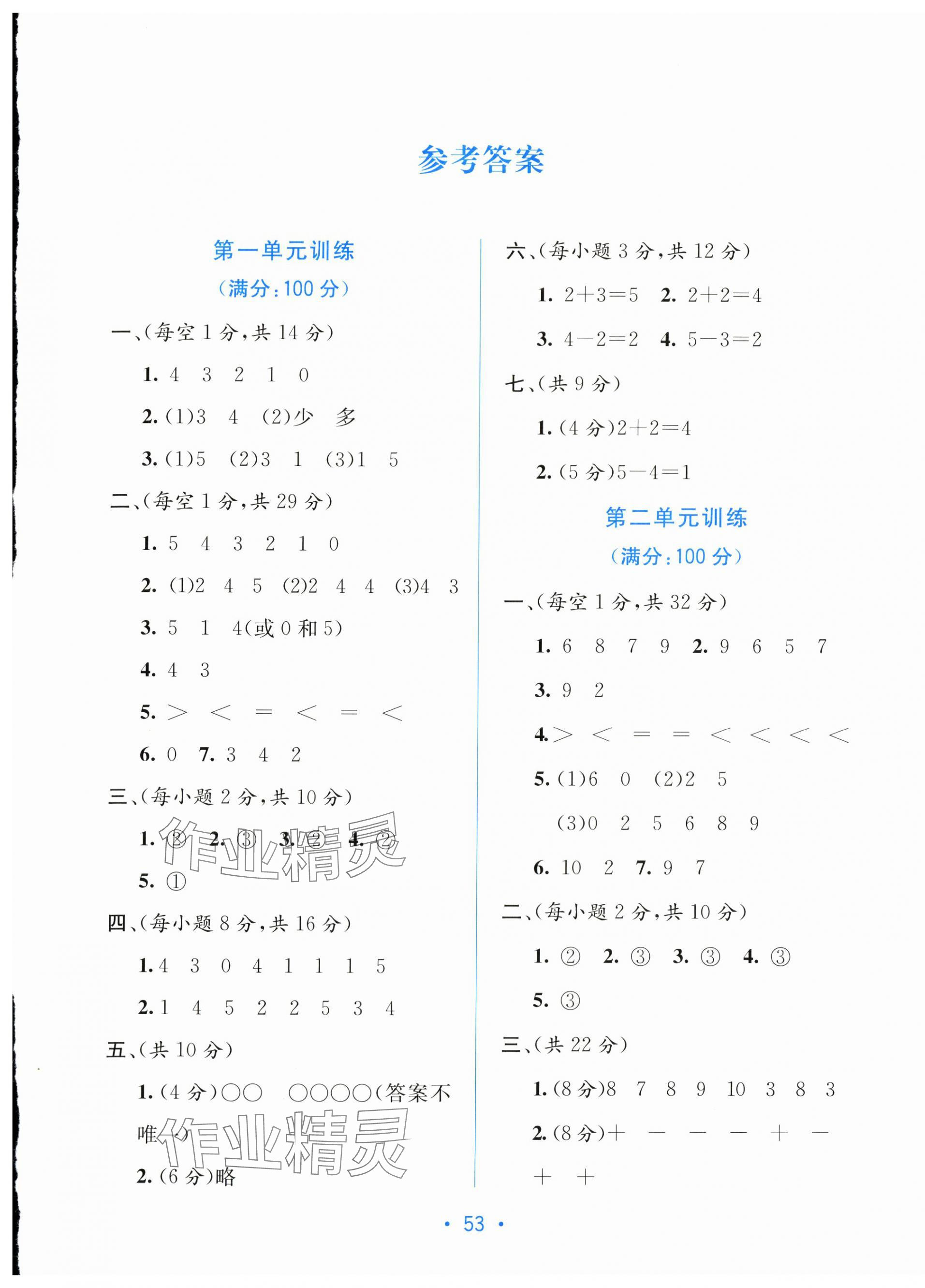 2025年全程检测单元测试卷一年级数学上册人教版 第1页
