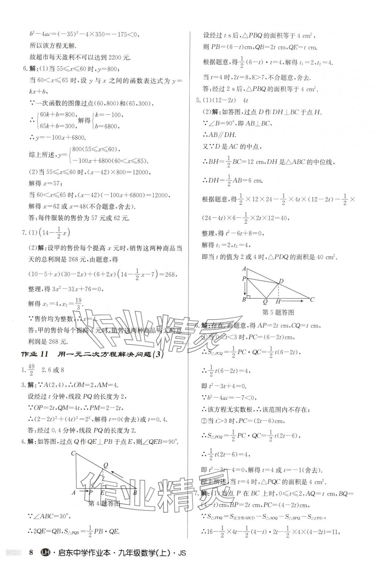 2025年啟東中學作業(yè)本九年級數(shù)學上冊蘇科版連淮專版 第8頁