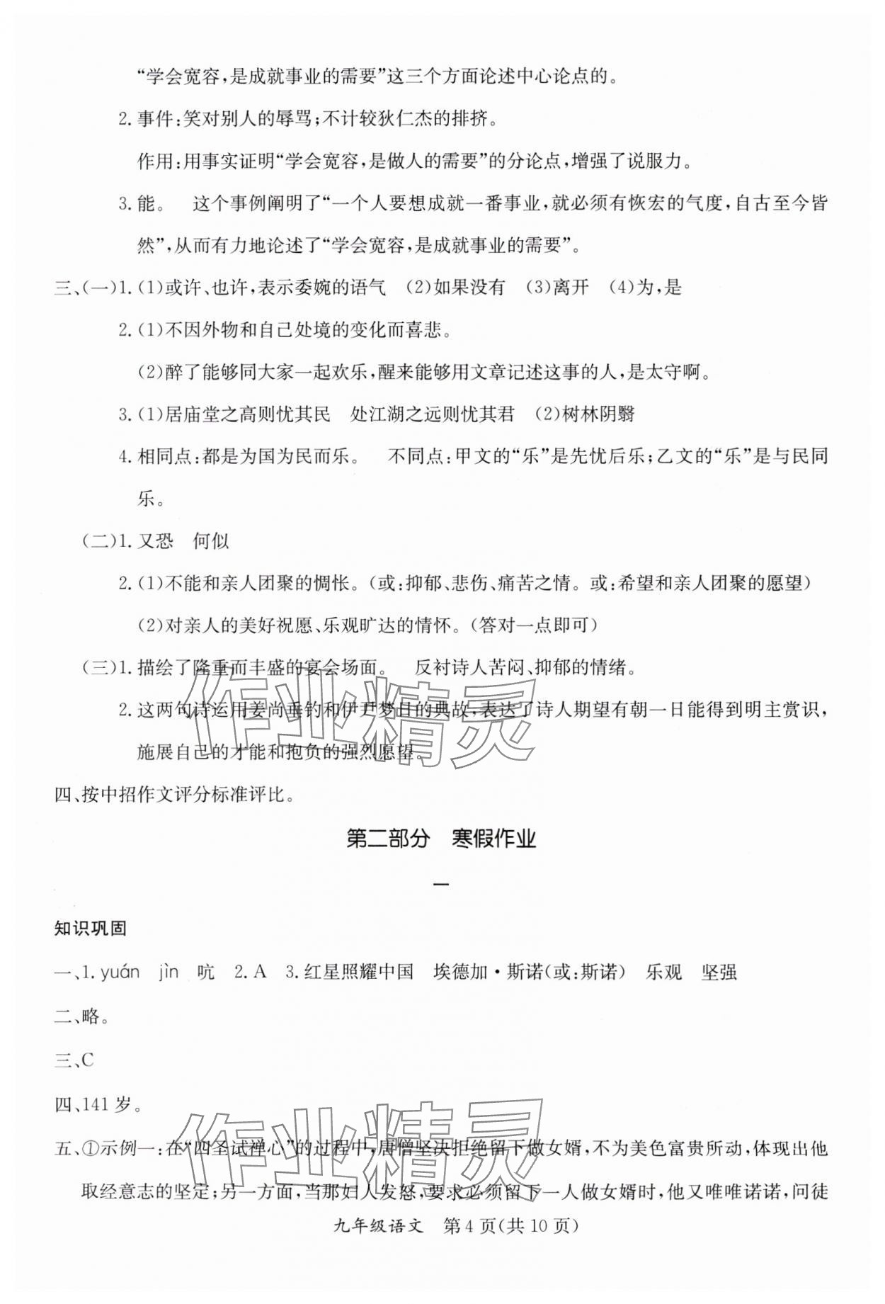 2025年寒假作業(yè)延邊教育出版社九年級合訂本A版人教版河南專版 第4頁