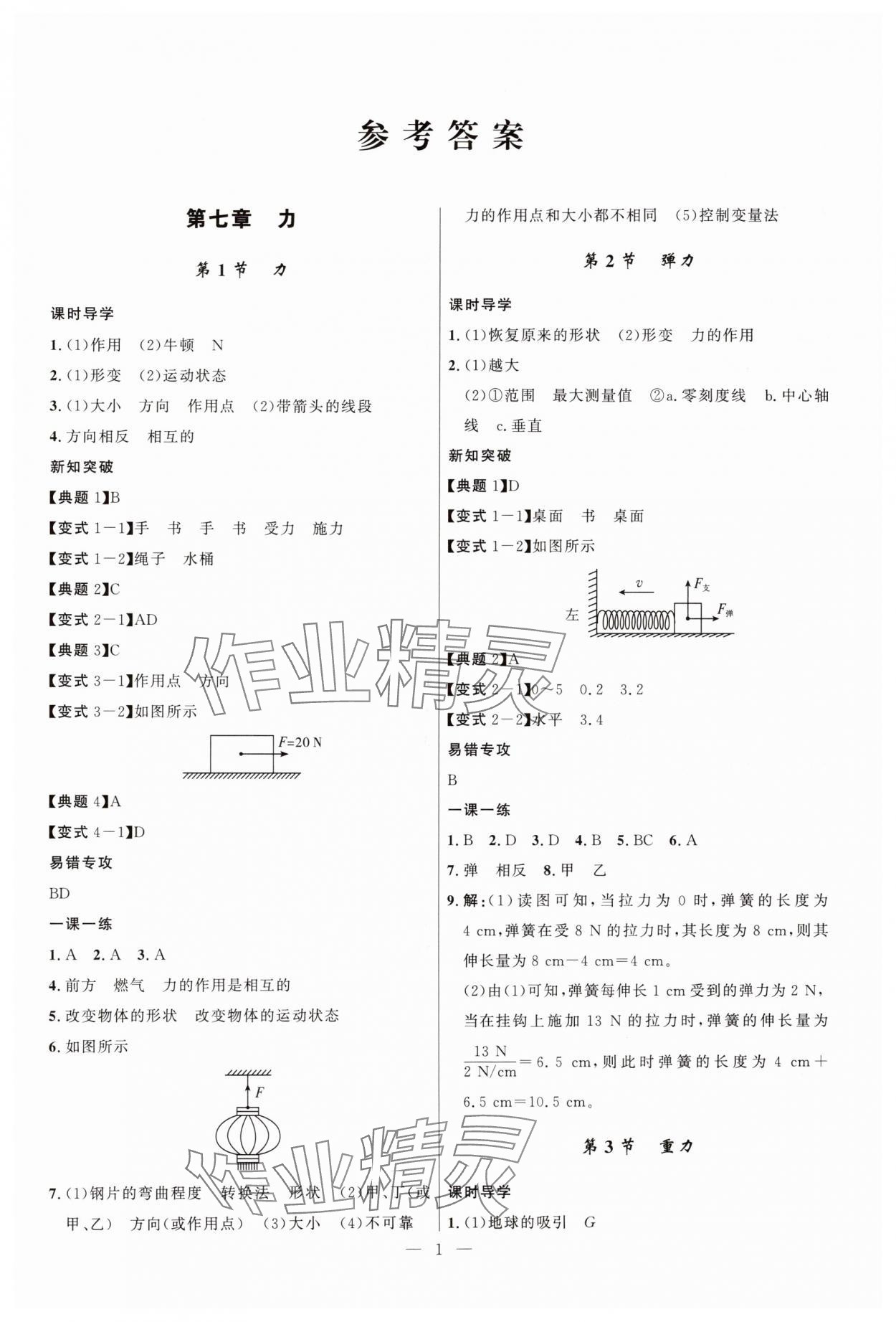 2025年頂尖課課練八年級物理下冊人教版貴州專版 第1頁