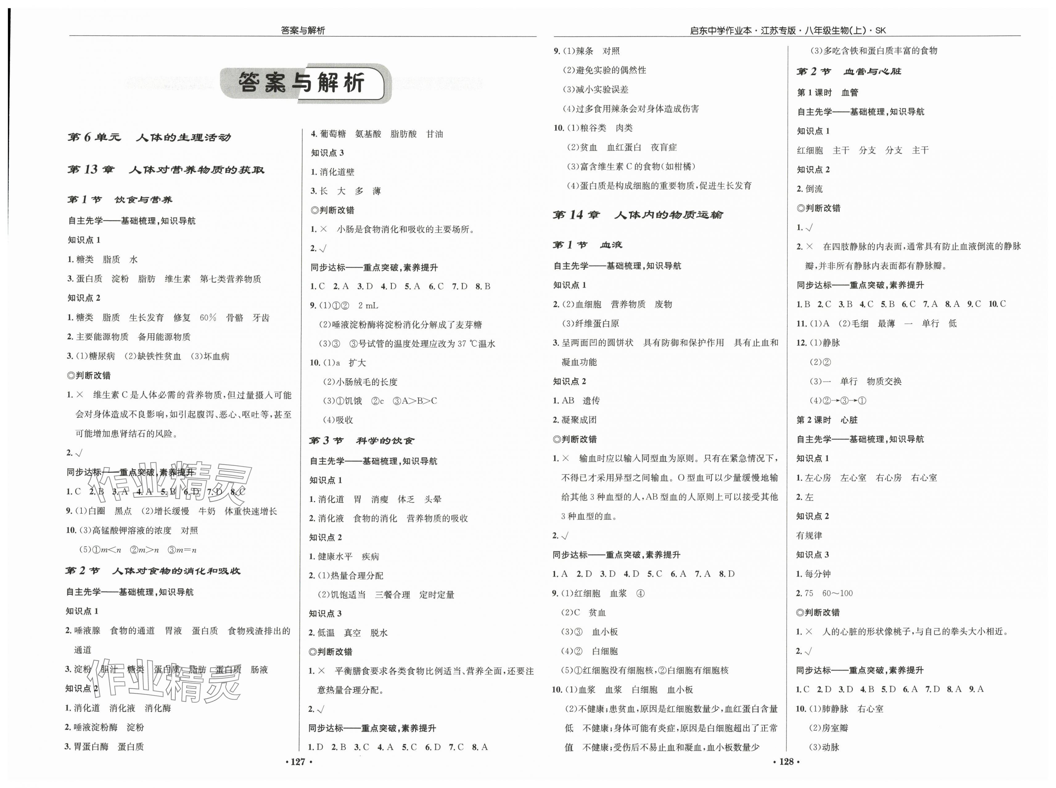 2025年启东中学作业本八年级生物上册苏科版宿迁专版 第1页
