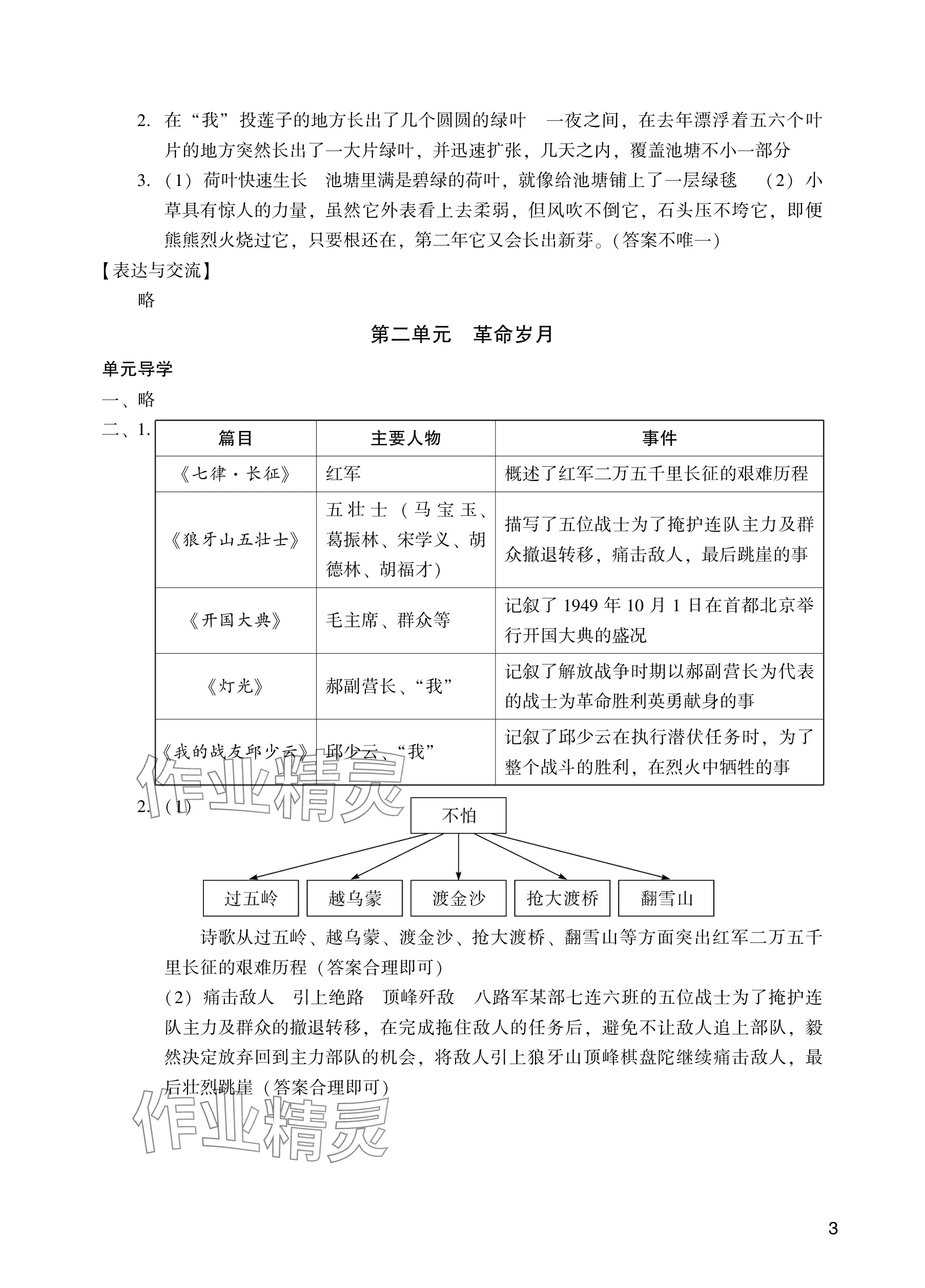 2025年阳光学业评价六年级语文上册人教版 参考答案第3页