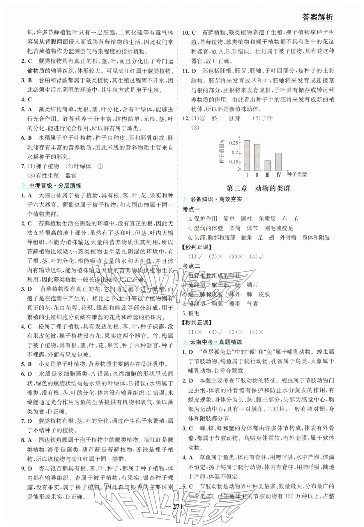 2026年初中全程复习方略海峡文艺出版社生物云南专版&nbsp;参考答案第4页