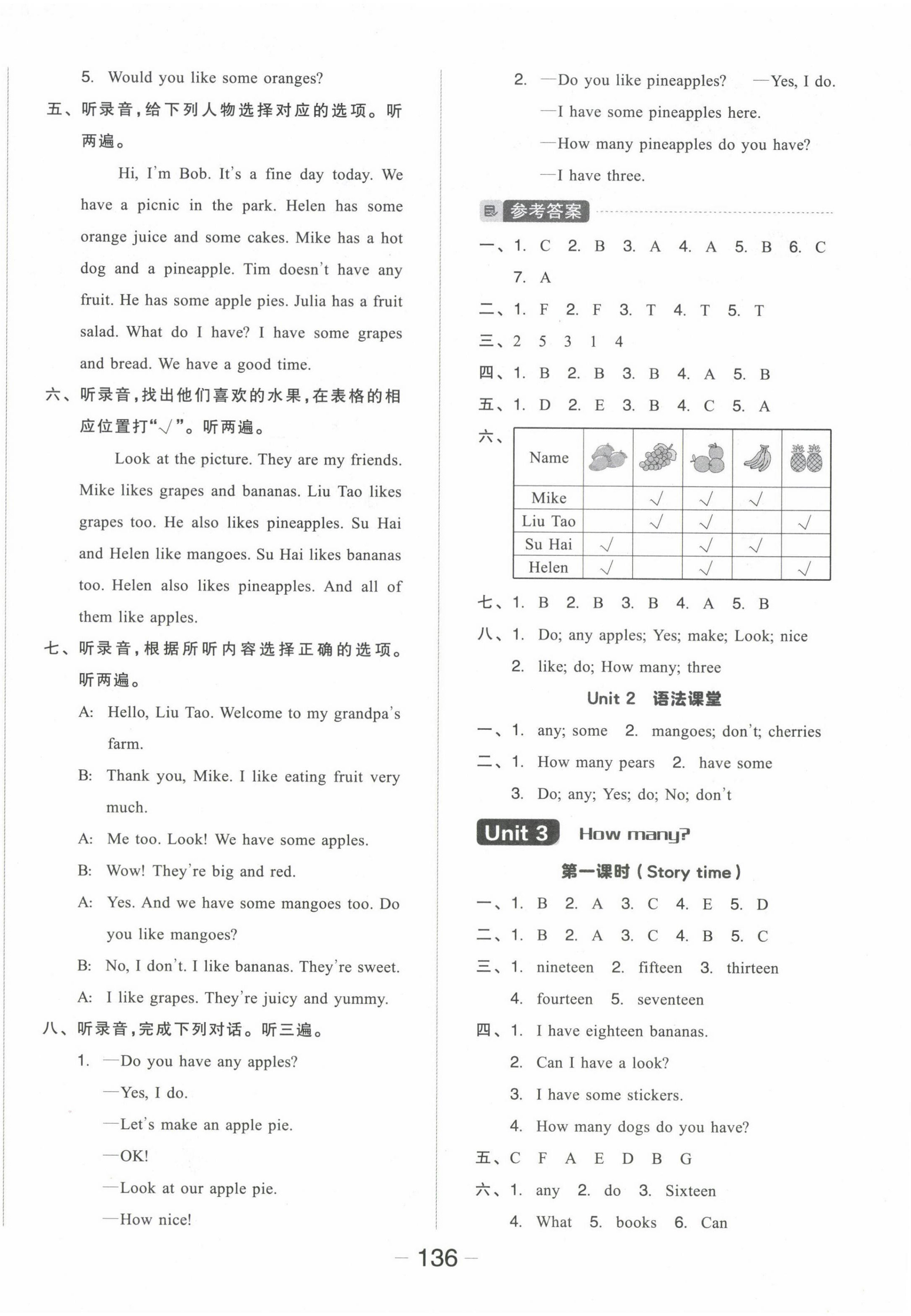 2024年全品学练考四年级英语上册译林版 参考答案第4页