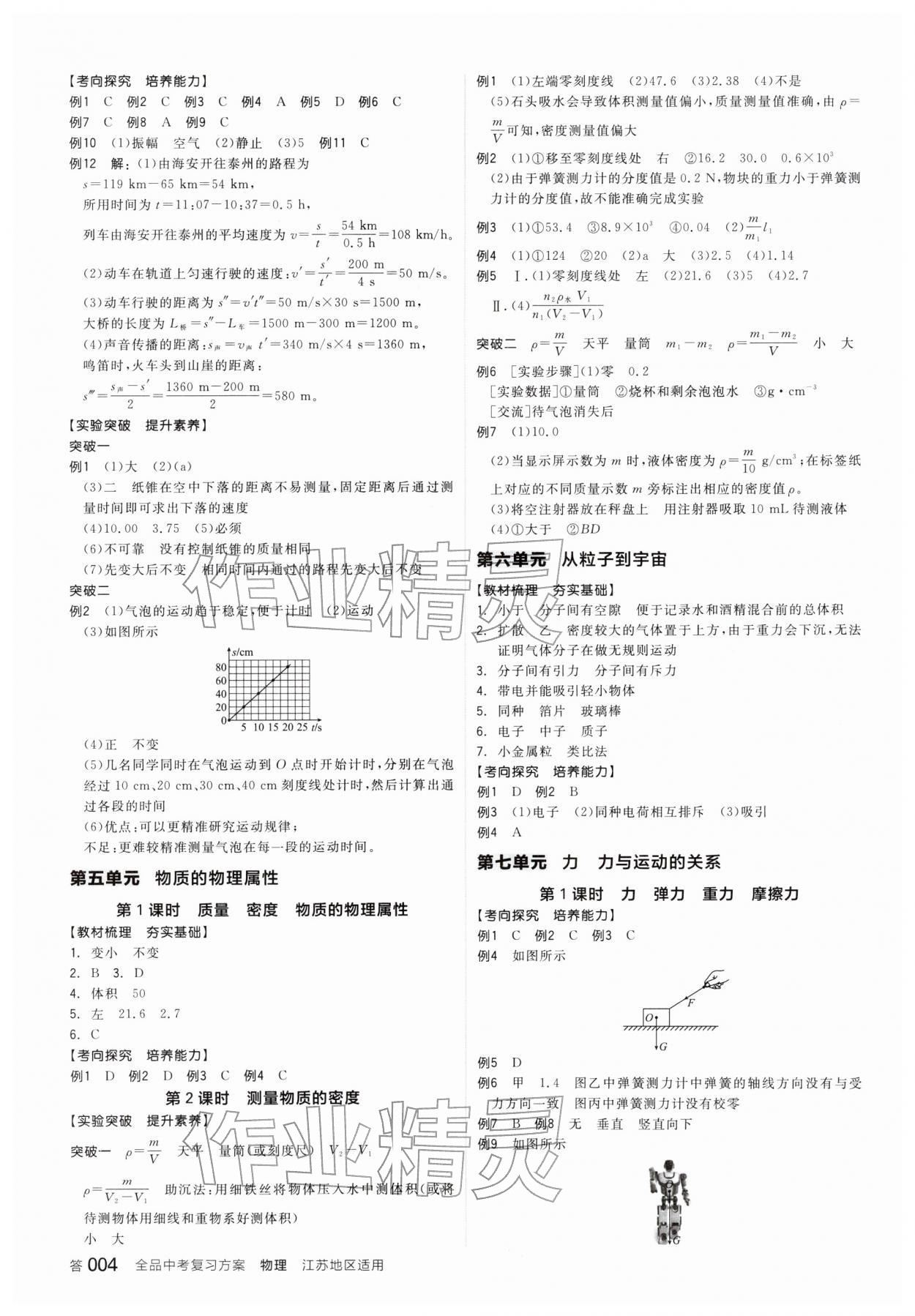 2026年全品中考復(fù)習(xí)方案物理江蘇專版&nbsp;參考答案第3頁