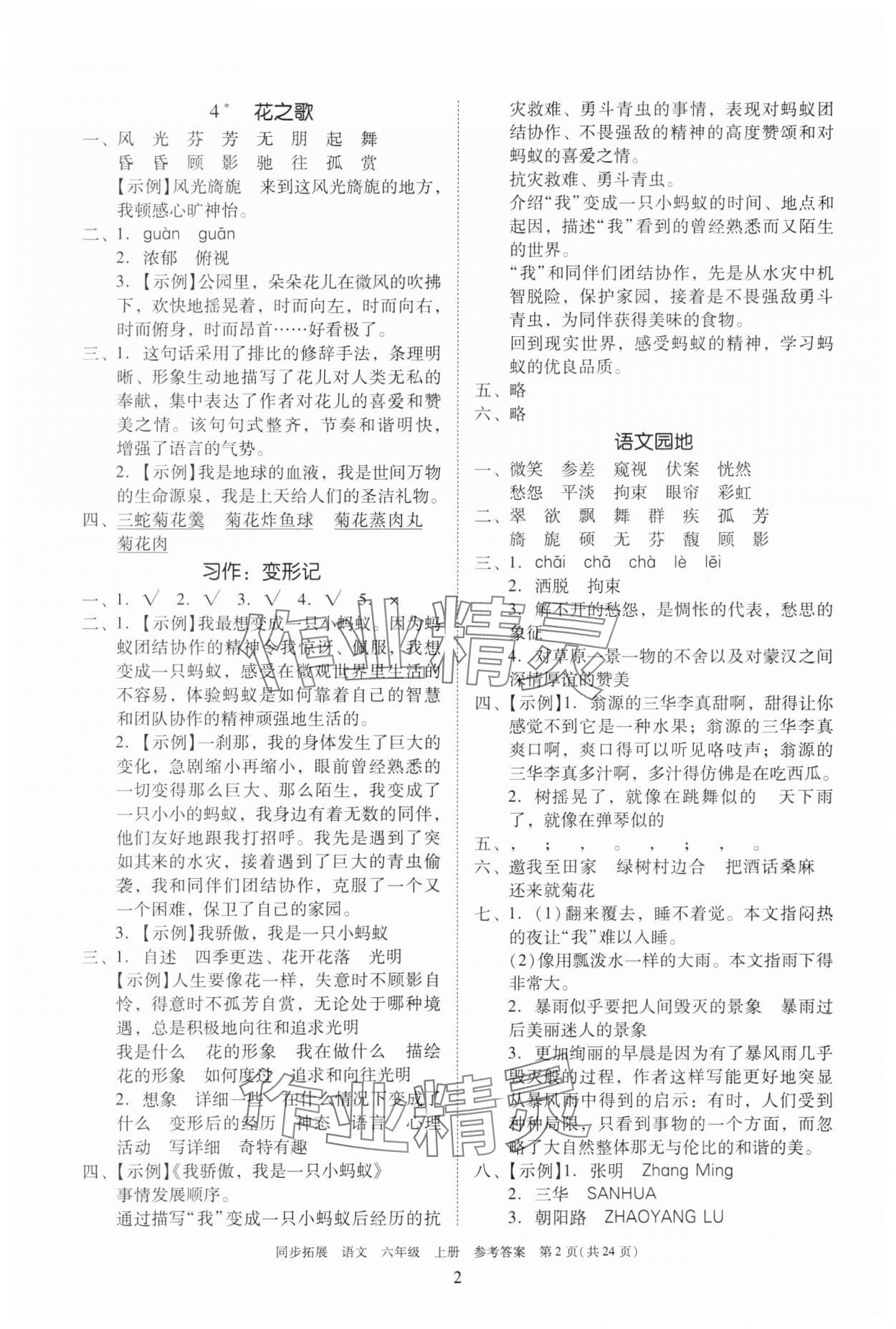 2023年同步拓展六年級語文上冊人教版 第2頁