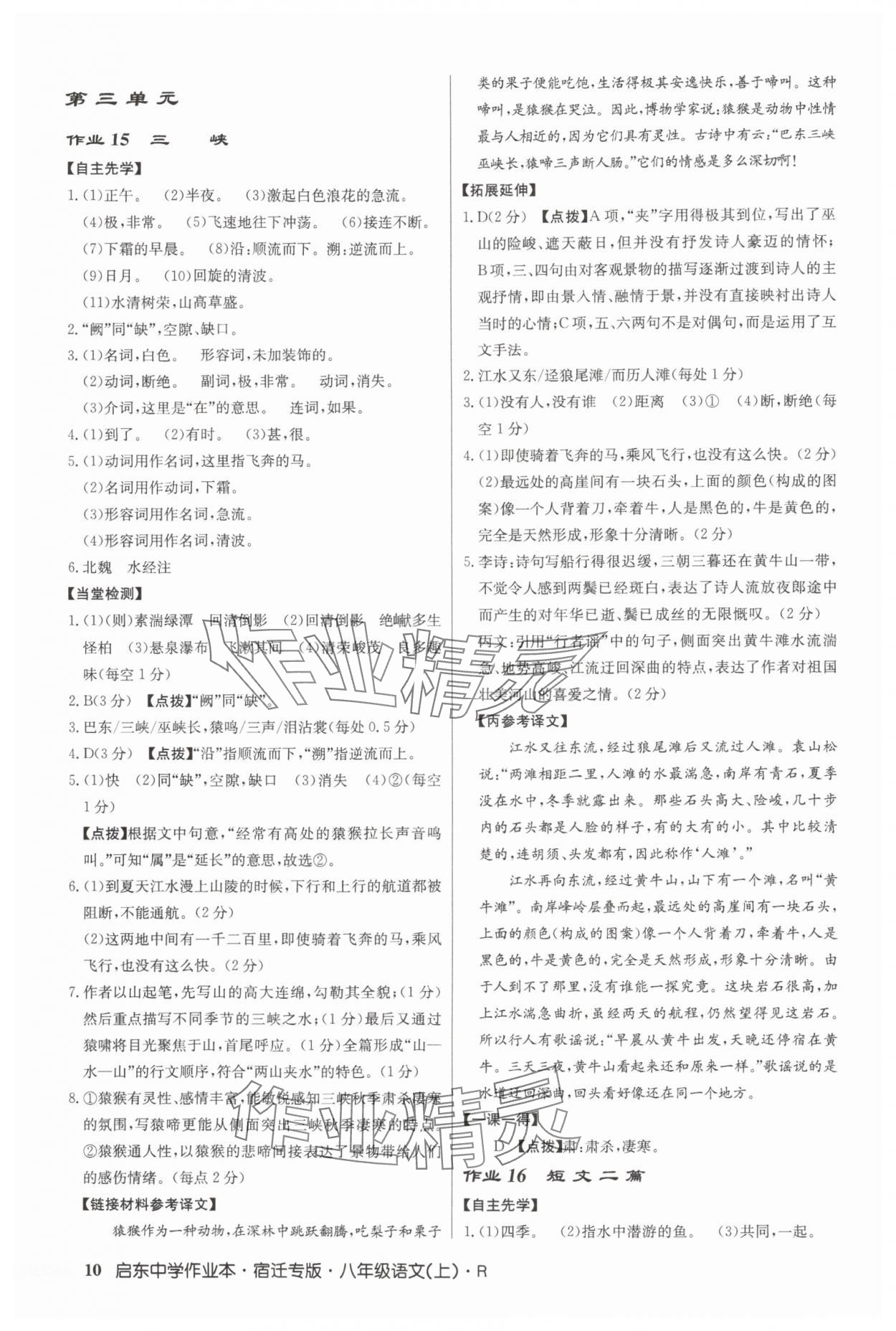 2025年启东中学作业本八年级语文上册人教版宿迁专版 第10页