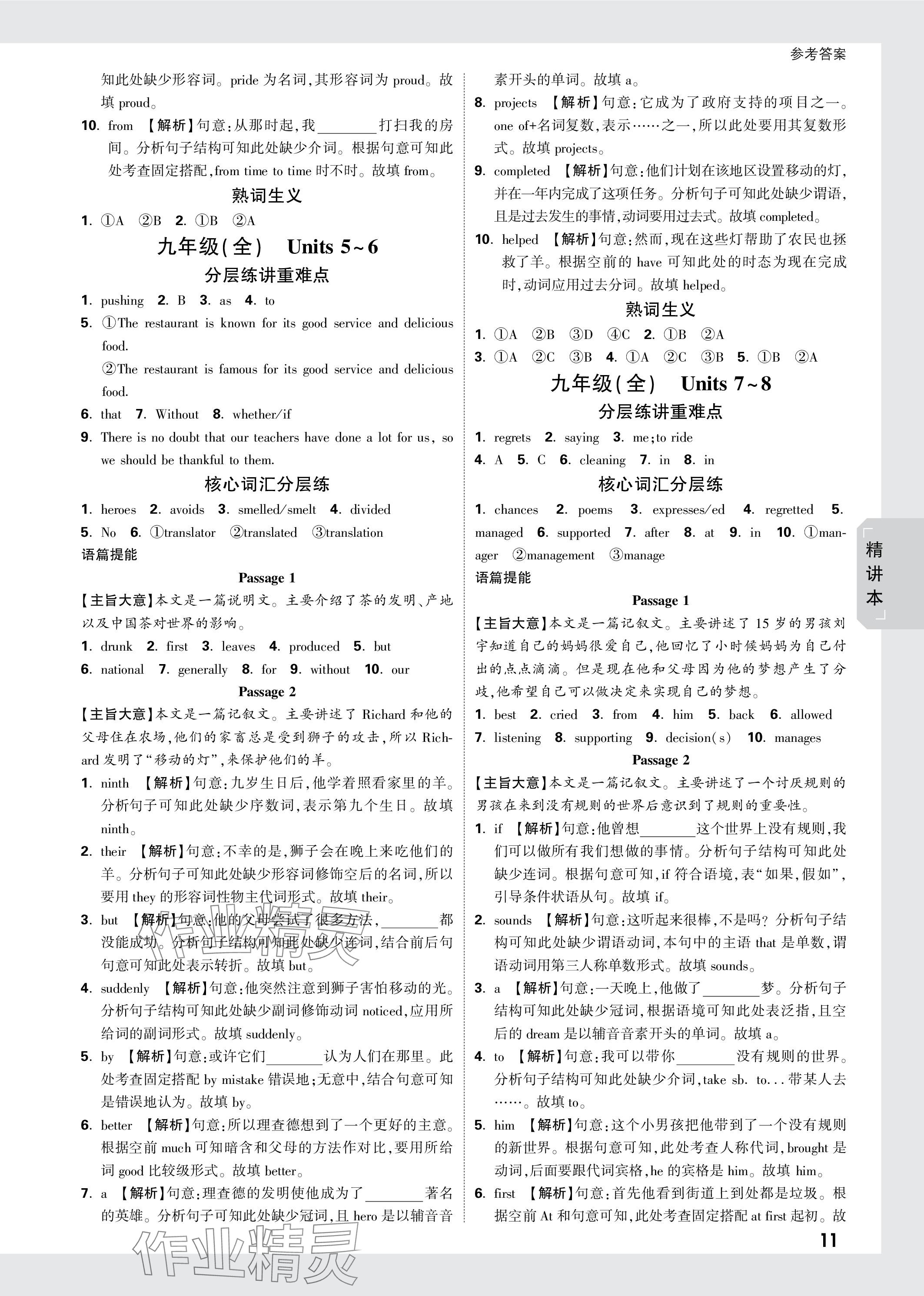 2024年萬唯中考試題研究英語河北專版 參考答案第11頁