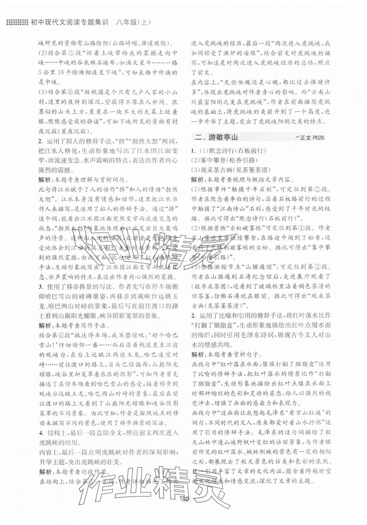 2025年初中现代文阅读专题集训八年级语文人教版&nbsp;第10页