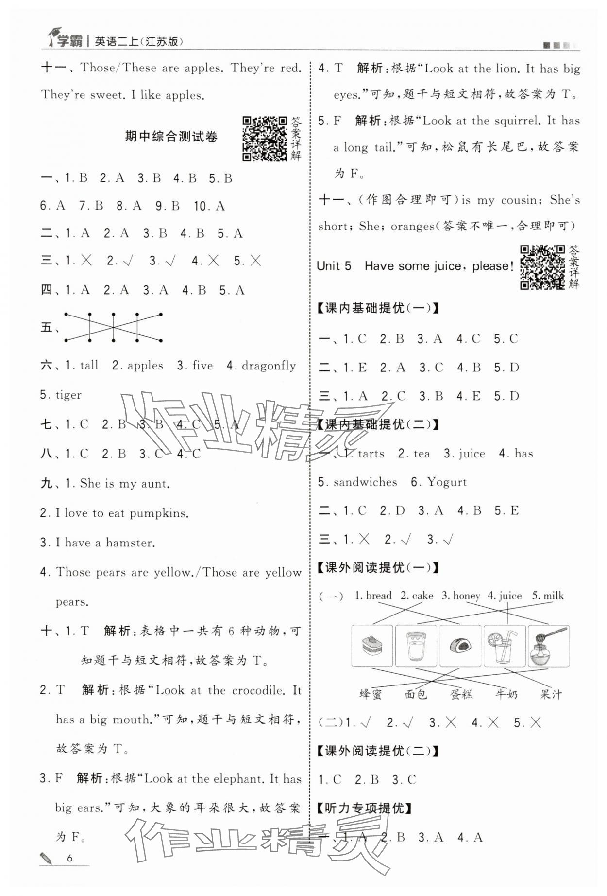 2025年學(xué)霸甘肅少年兒童出版社二年級英語上冊譯林版 第6頁