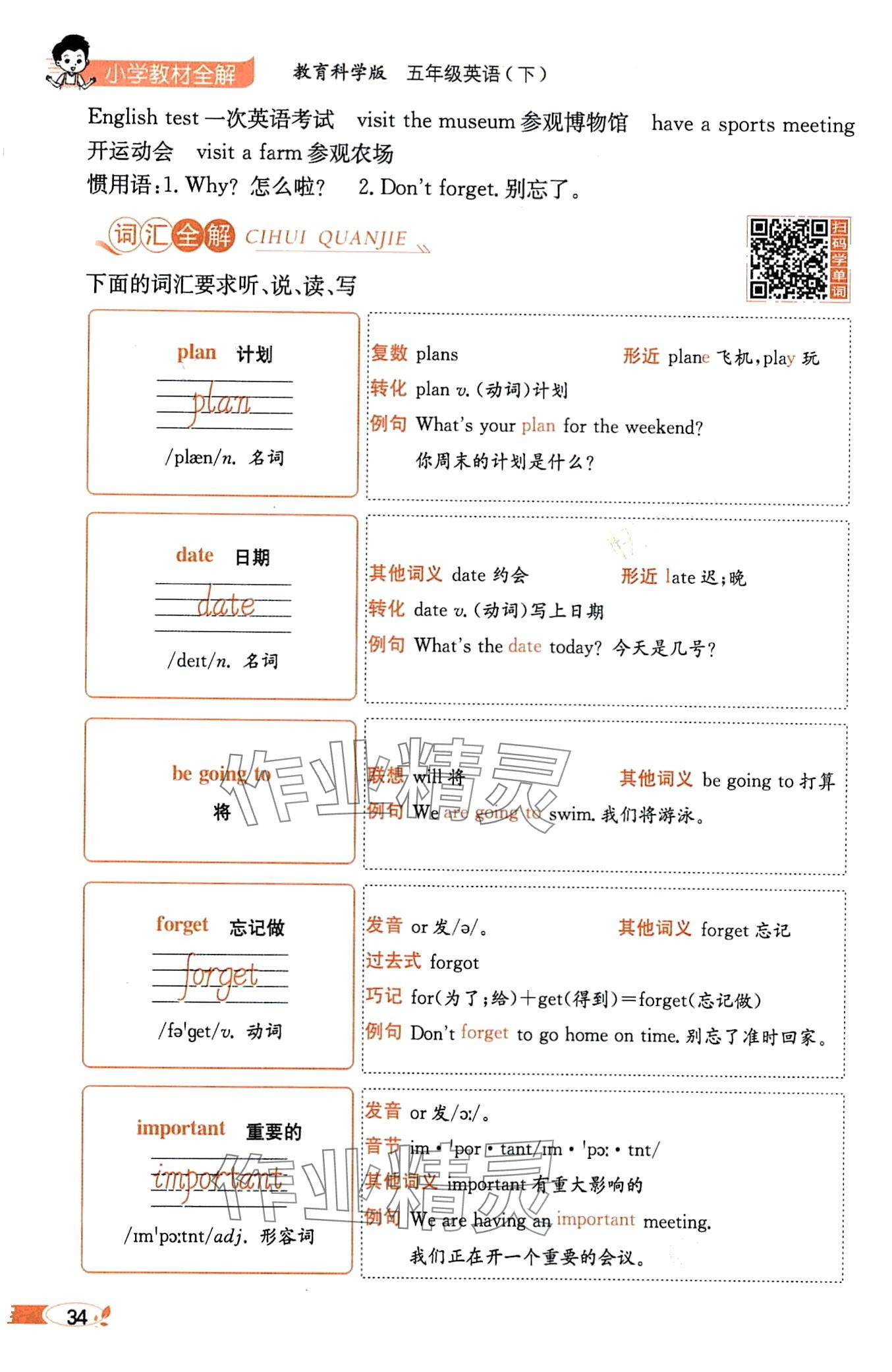 2024年教材課本五年級英語下冊教科版 第34頁