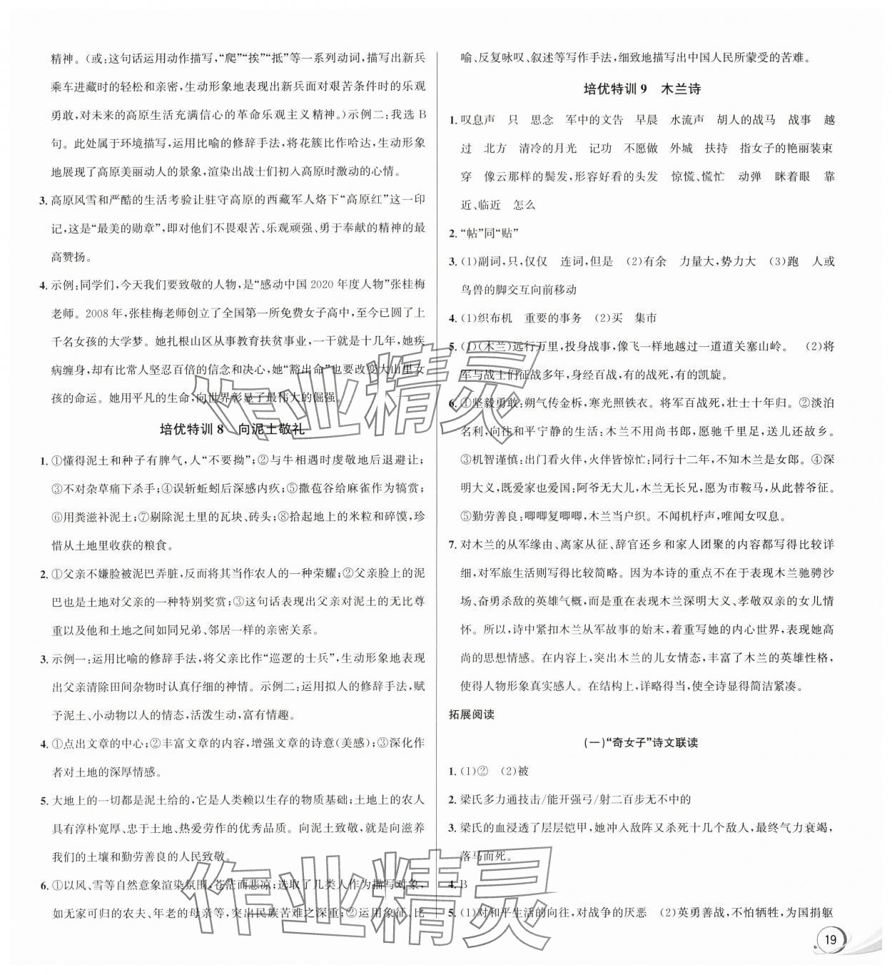 2024年优加攻略七年级语文下册人教版 参考答案第3页