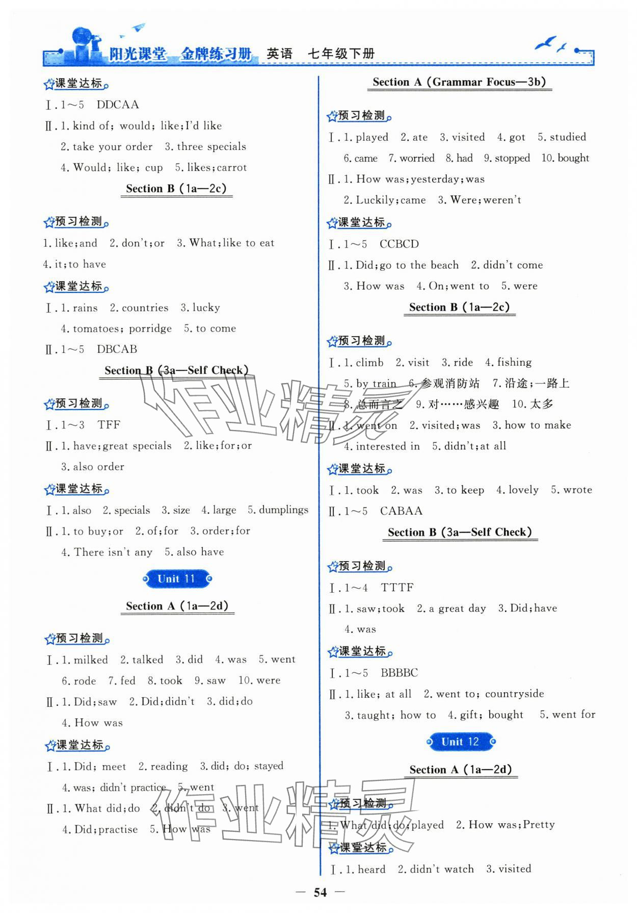 2024年陽(yáng)光課堂金牌練習(xí)冊(cè)七年級(jí)英語(yǔ)下冊(cè)人教版 第6頁(yè)