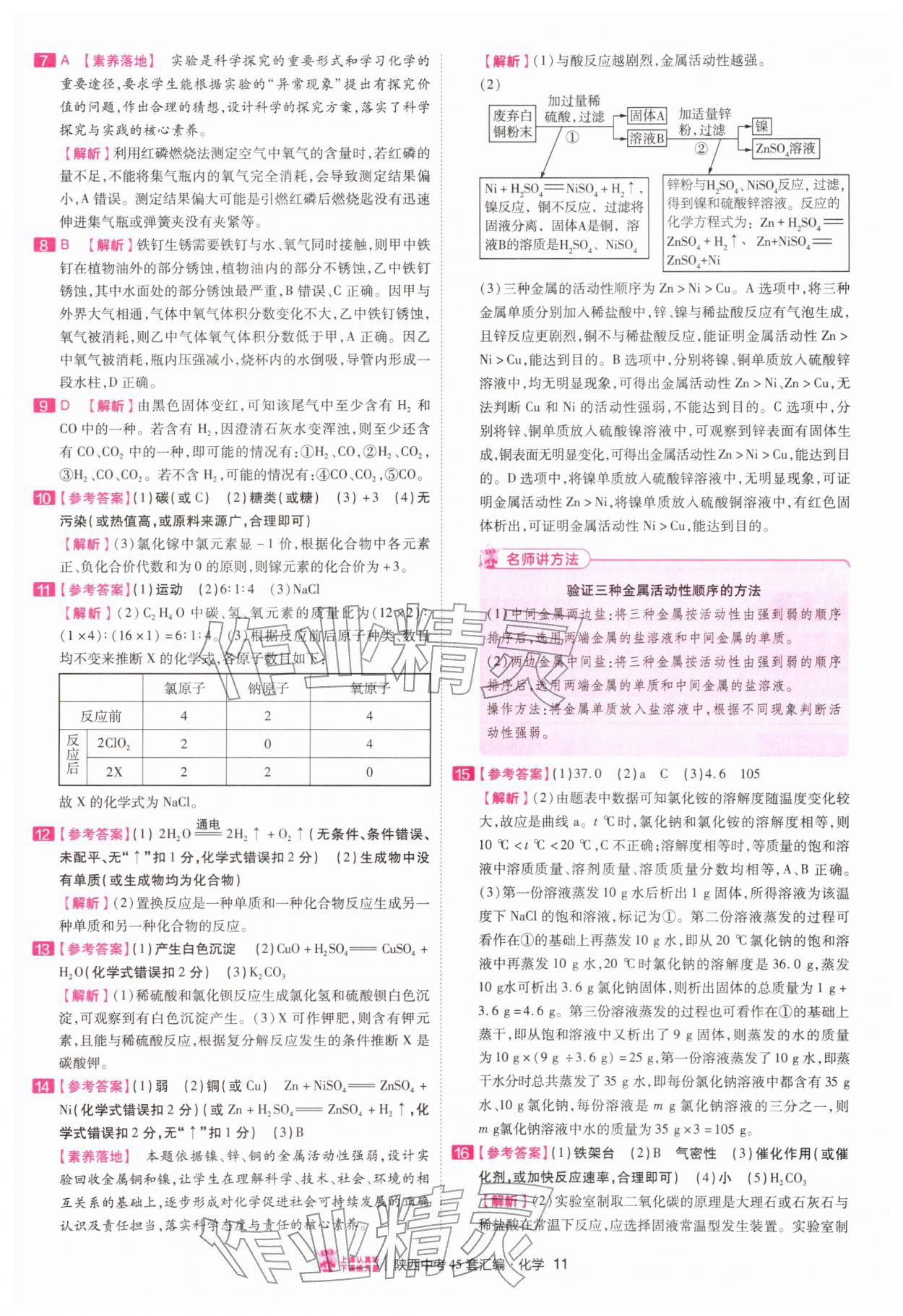 2026年金考卷45套汇编化学陕西专版&nbsp;第11页