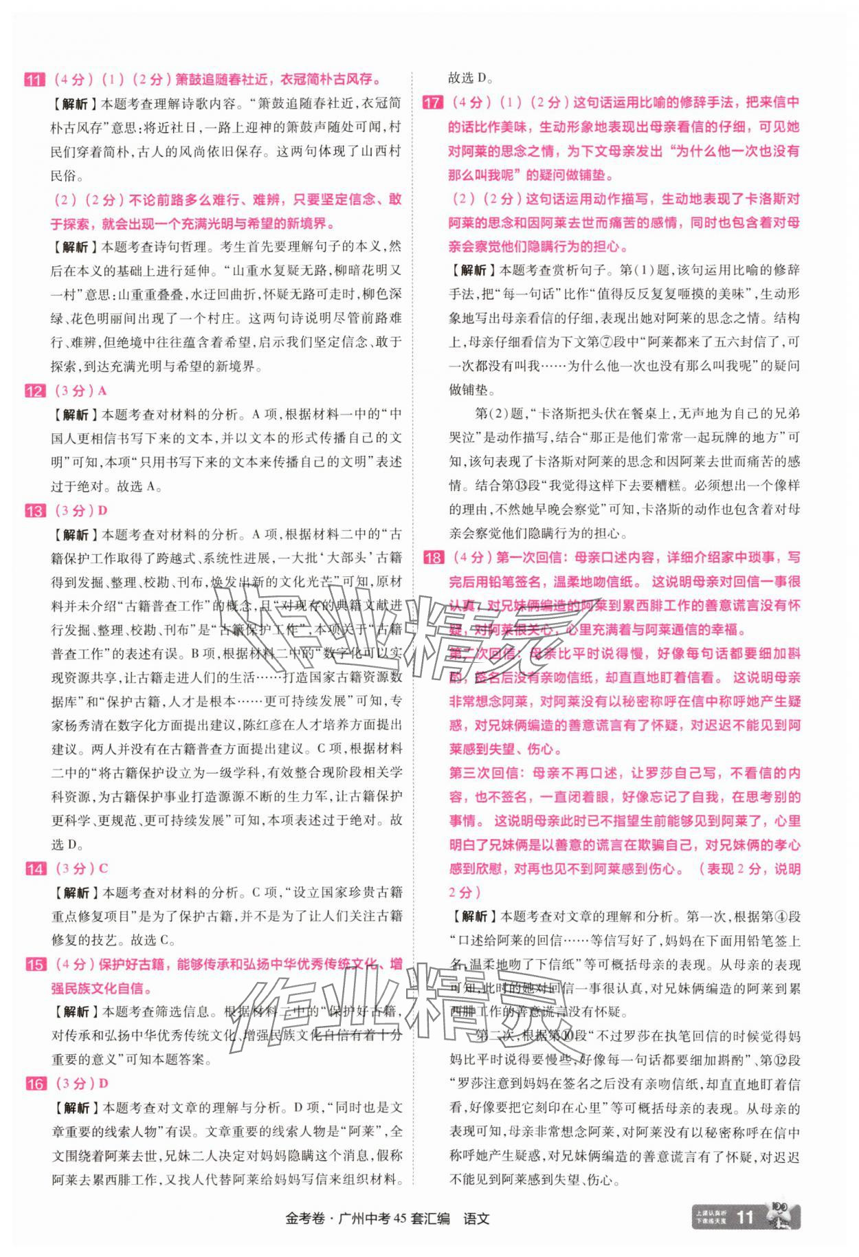 2025年金考卷中考45套汇编语文广州专版 第11页