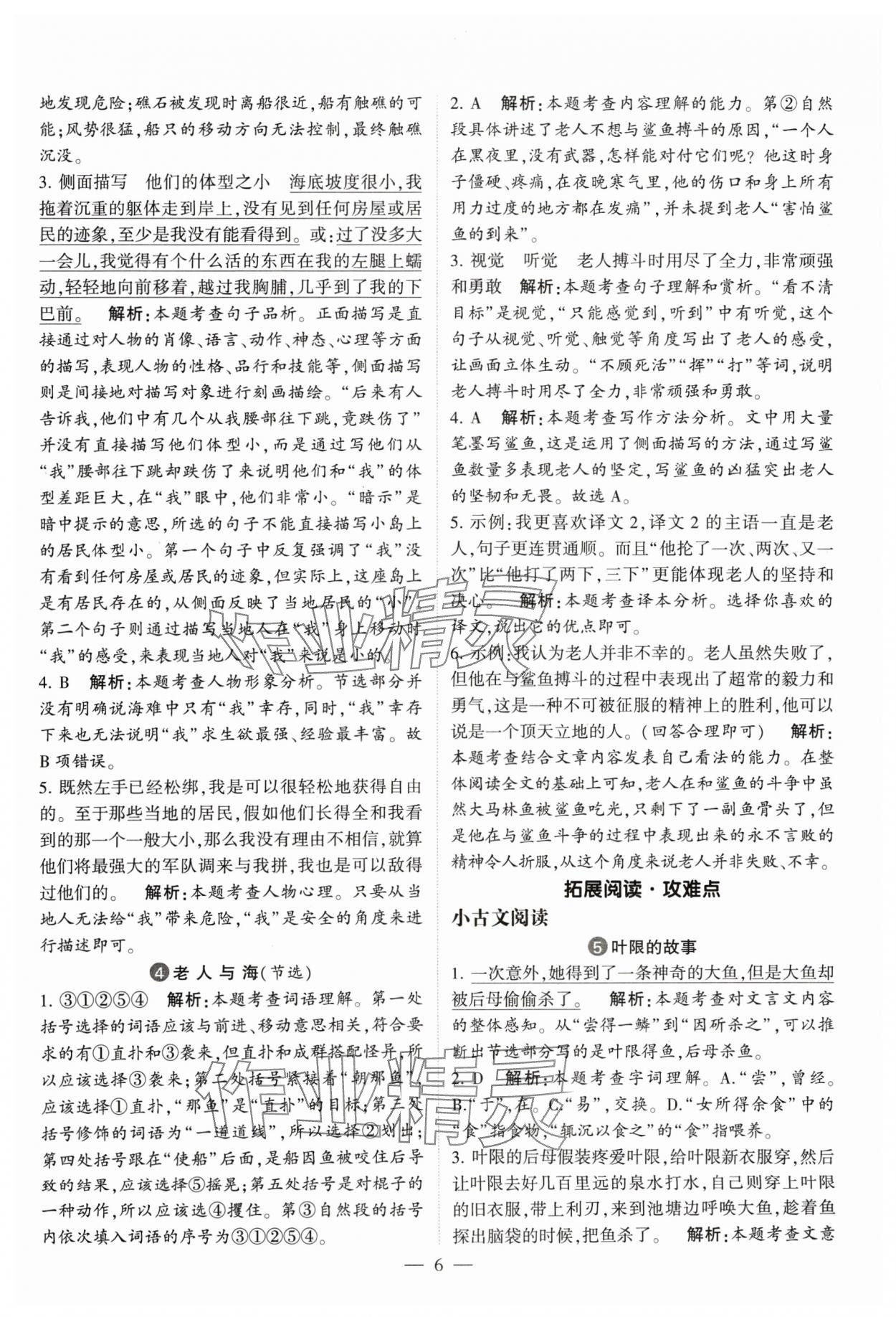 2024年經(jīng)綸學(xué)典同步閱讀六年級語文下冊人教版 參考答案第6頁