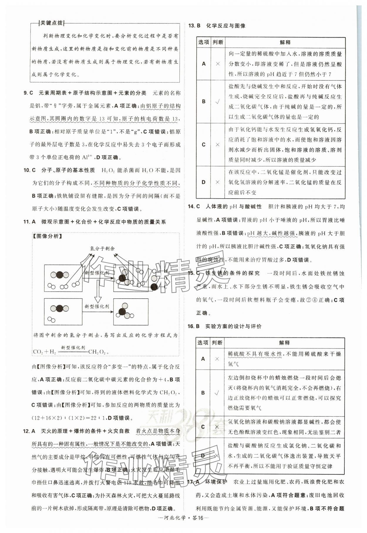 2024年天利38套中考试题精选化学河北专版 参考答案第16页