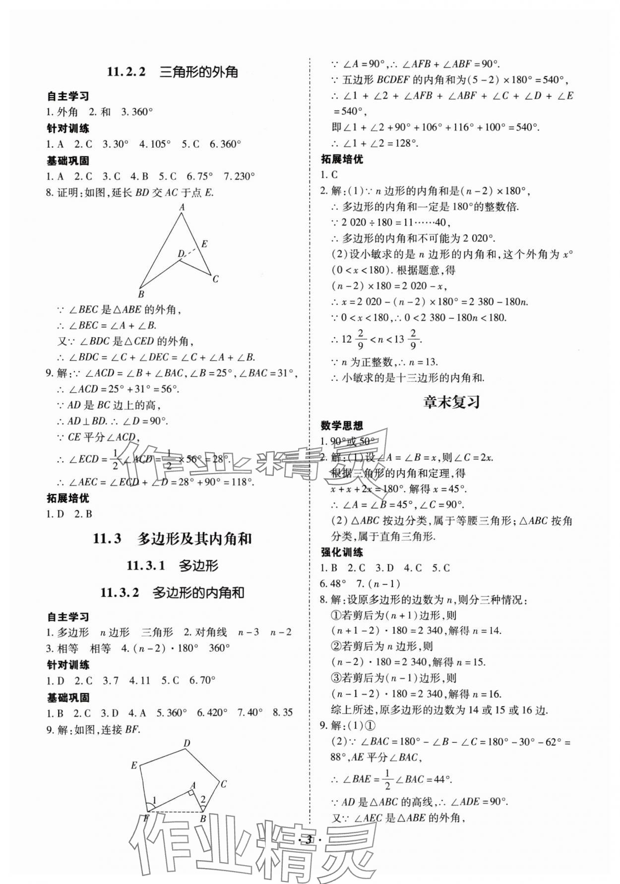 2024年本土攻略八年级数学上册人教版 参考答案第3页