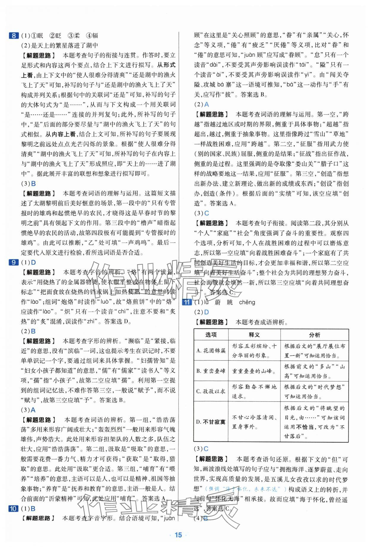 2024年金考卷中考真题分类训练语文 参考答案第14页