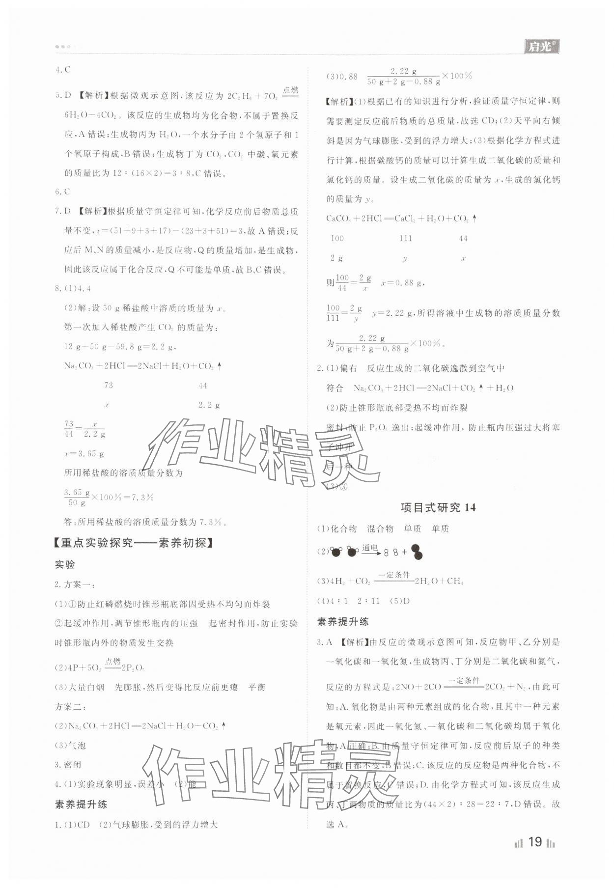 2024年中考精确制导化学河北专版 参考答案第19页